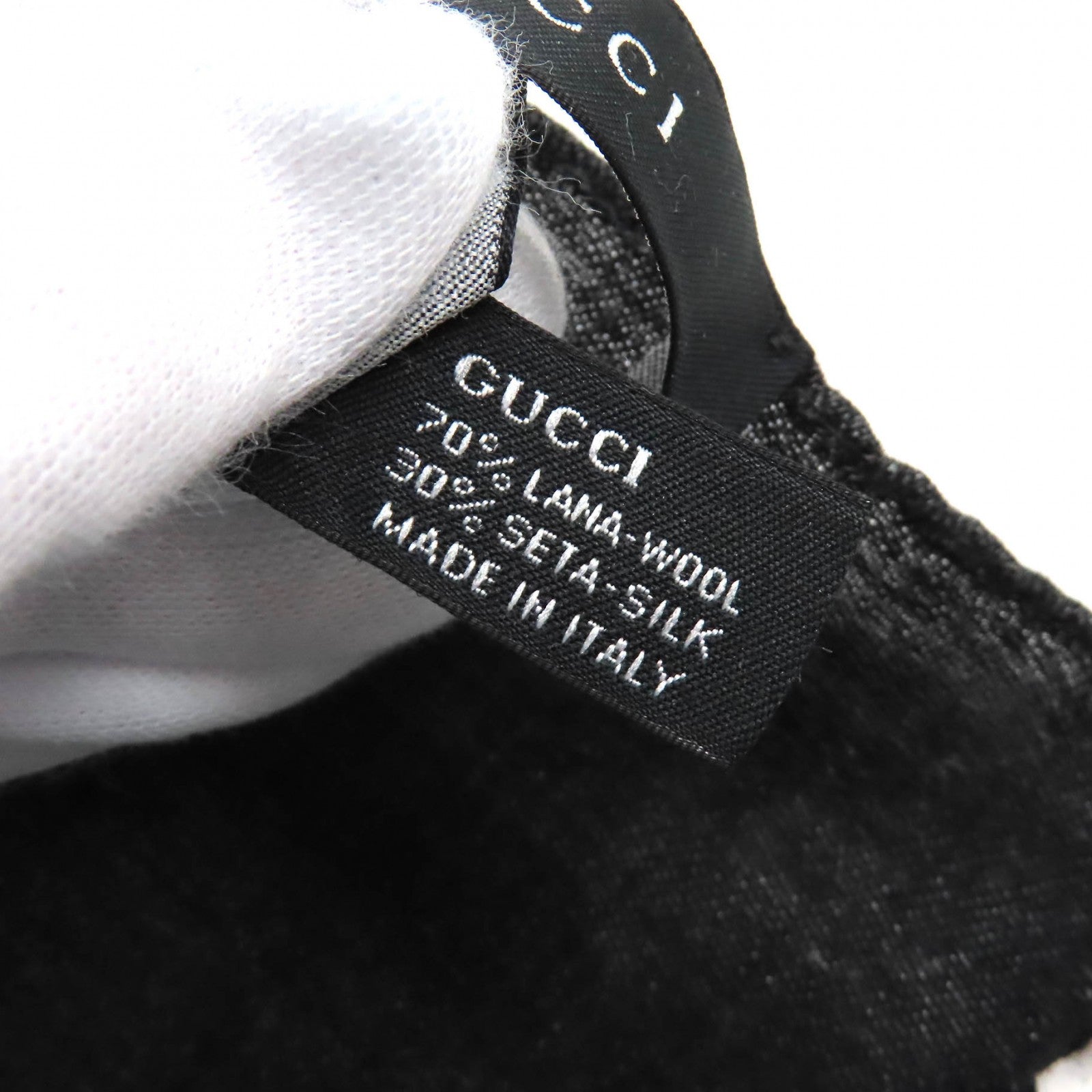 GUCCI Wool Silk GG Pattern Shawl Dark Gray