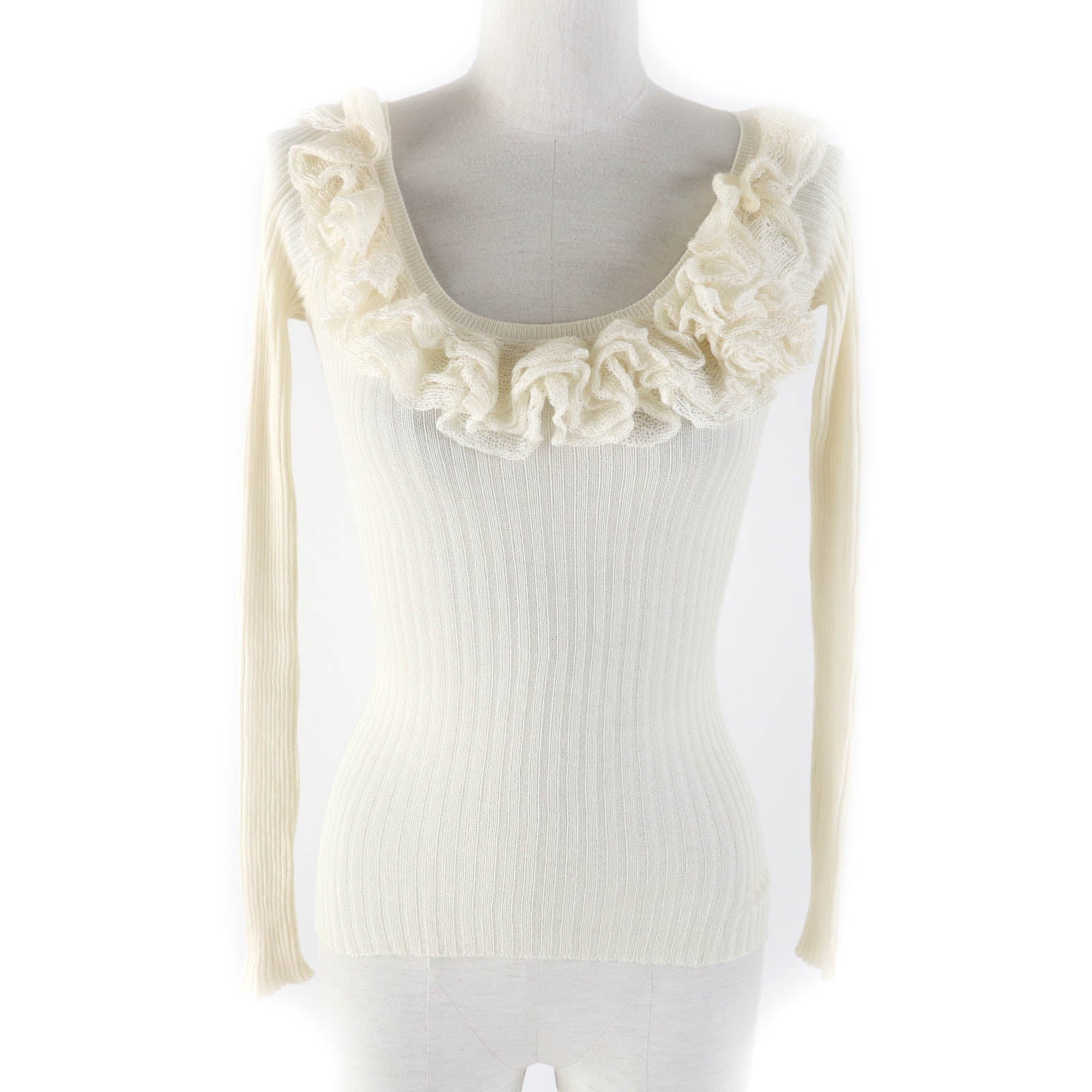 Louis Vuitton Cashmere Silk Ruffle Knit Top