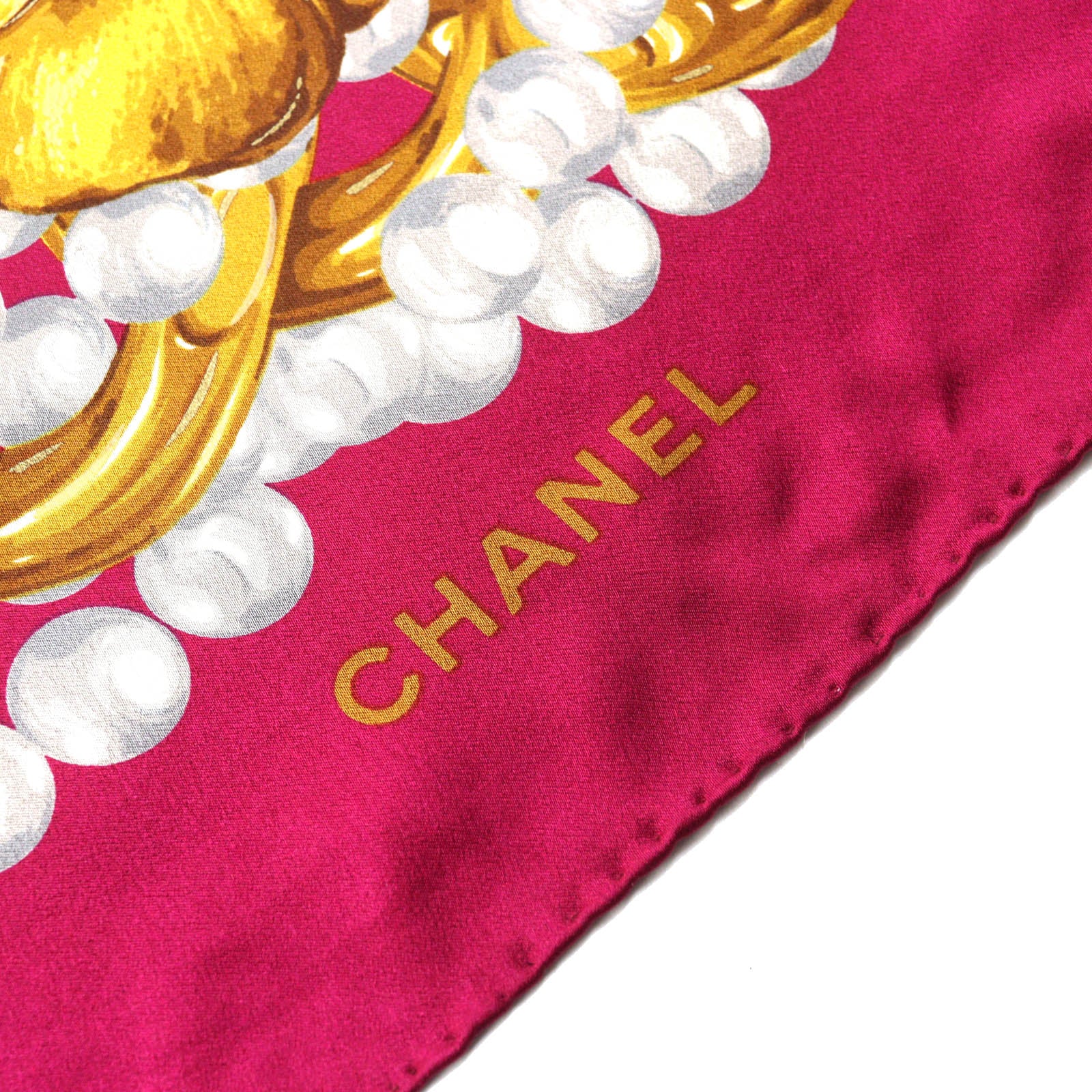 Chanel Silk Camellia Jewelry Shawl Scarf