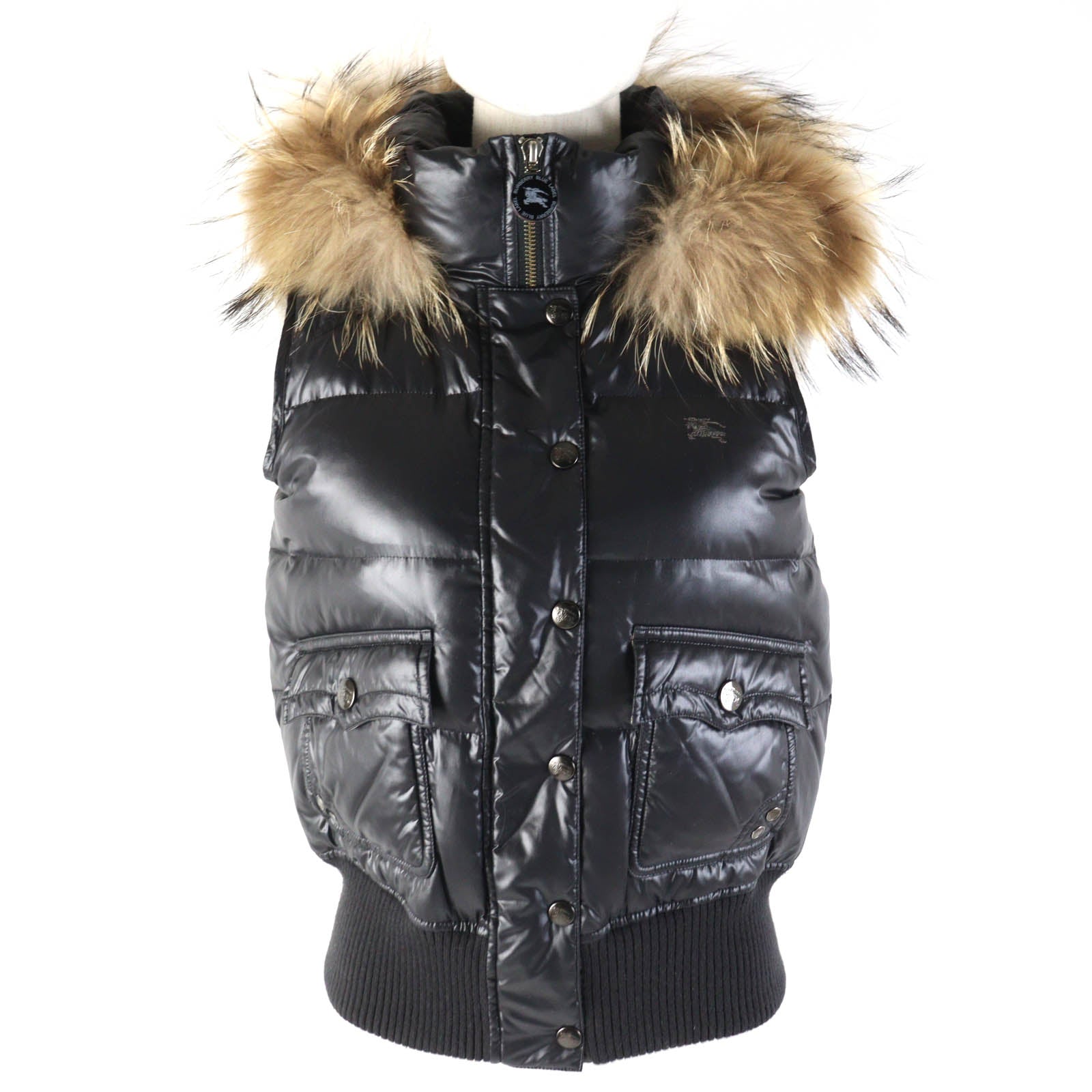 Burberry Nylon Down Vest with Fur Hood