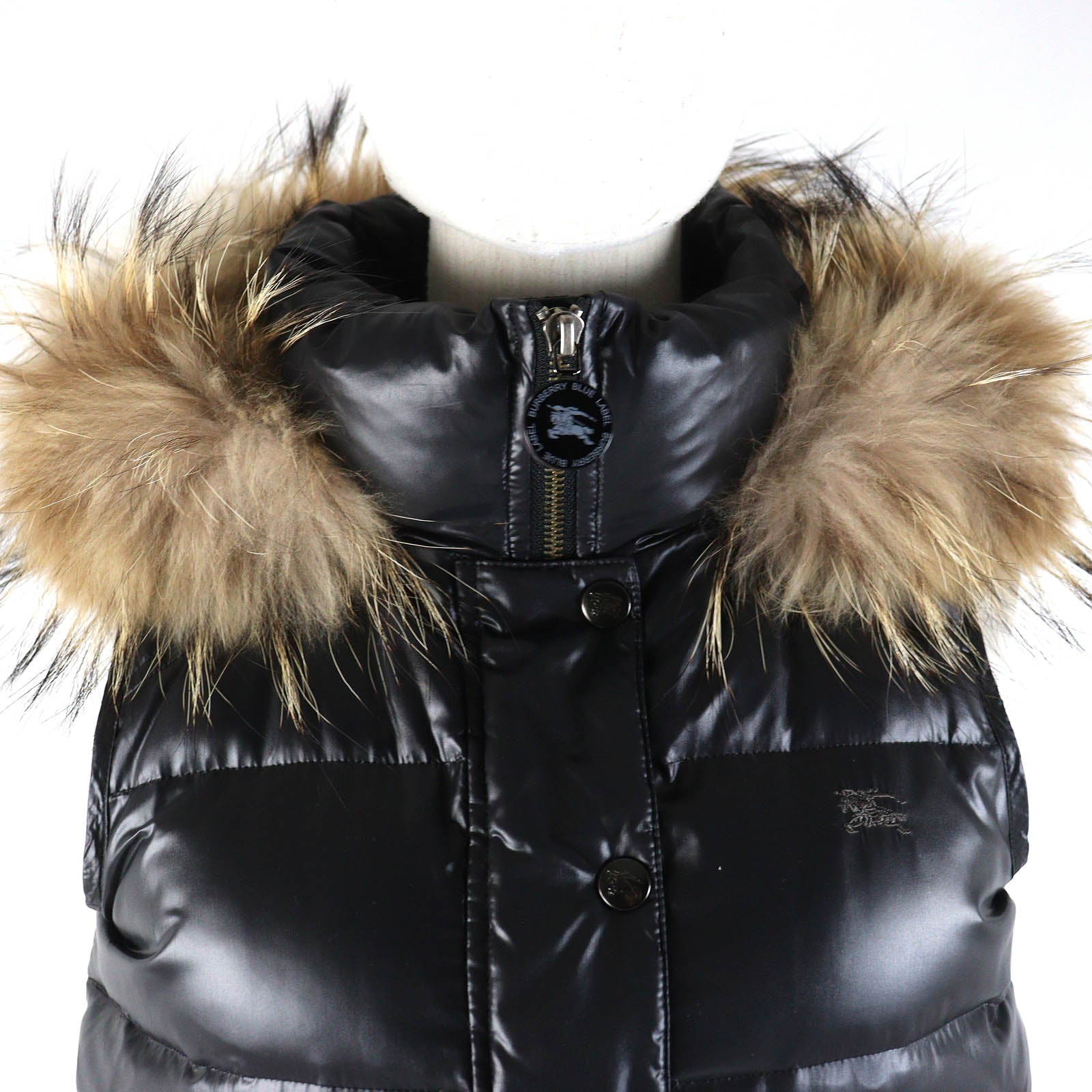 Burberry Nylon Down Vest with Fur Hood