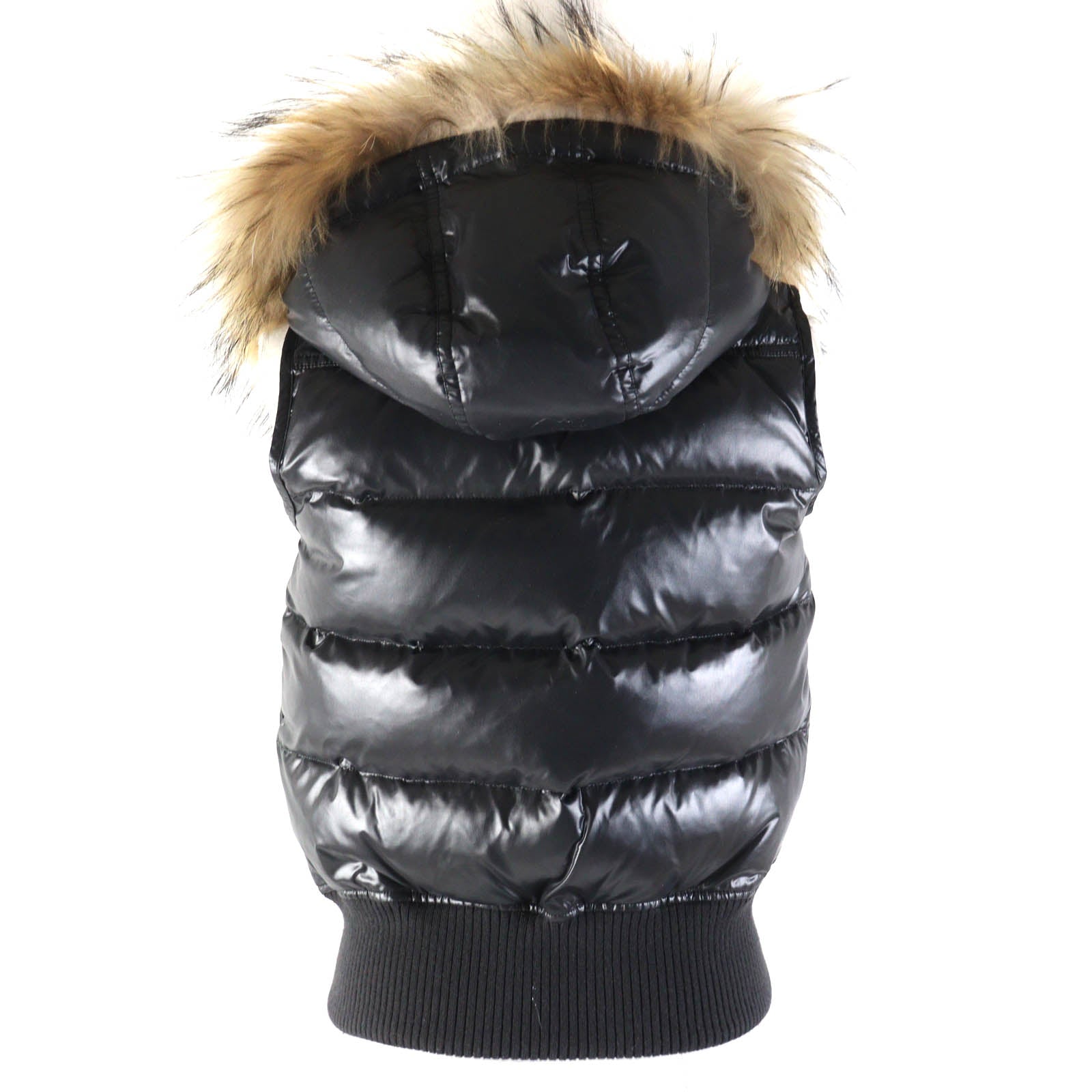 Burberry Nylon Down Vest with Fur Hood