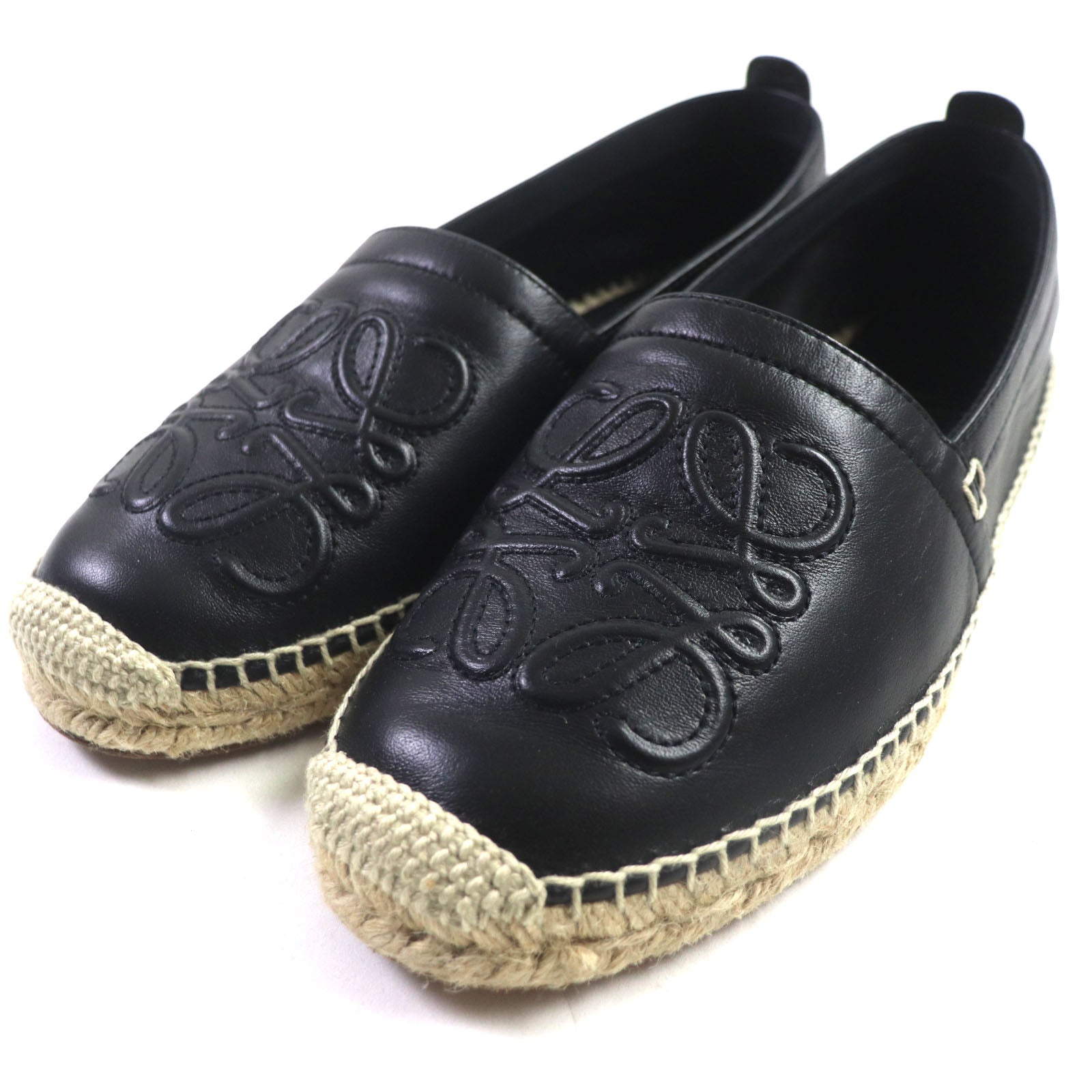 LOEWE Anagram Espadrilles Leather Slip-on Black