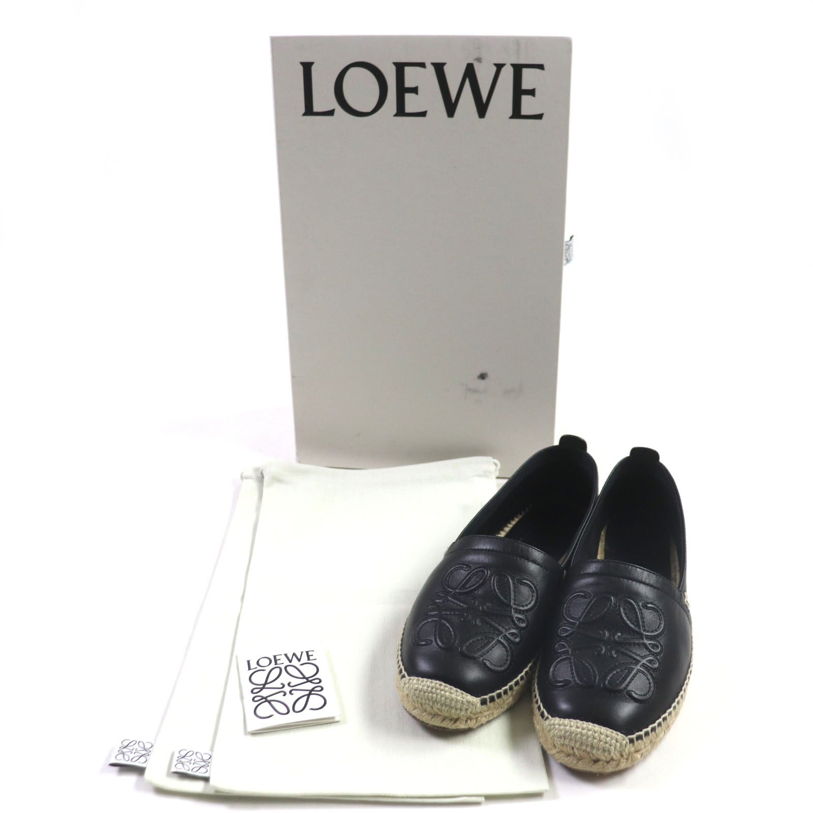 LOEWE Anagram Espadrilles Leather Slip-on Black