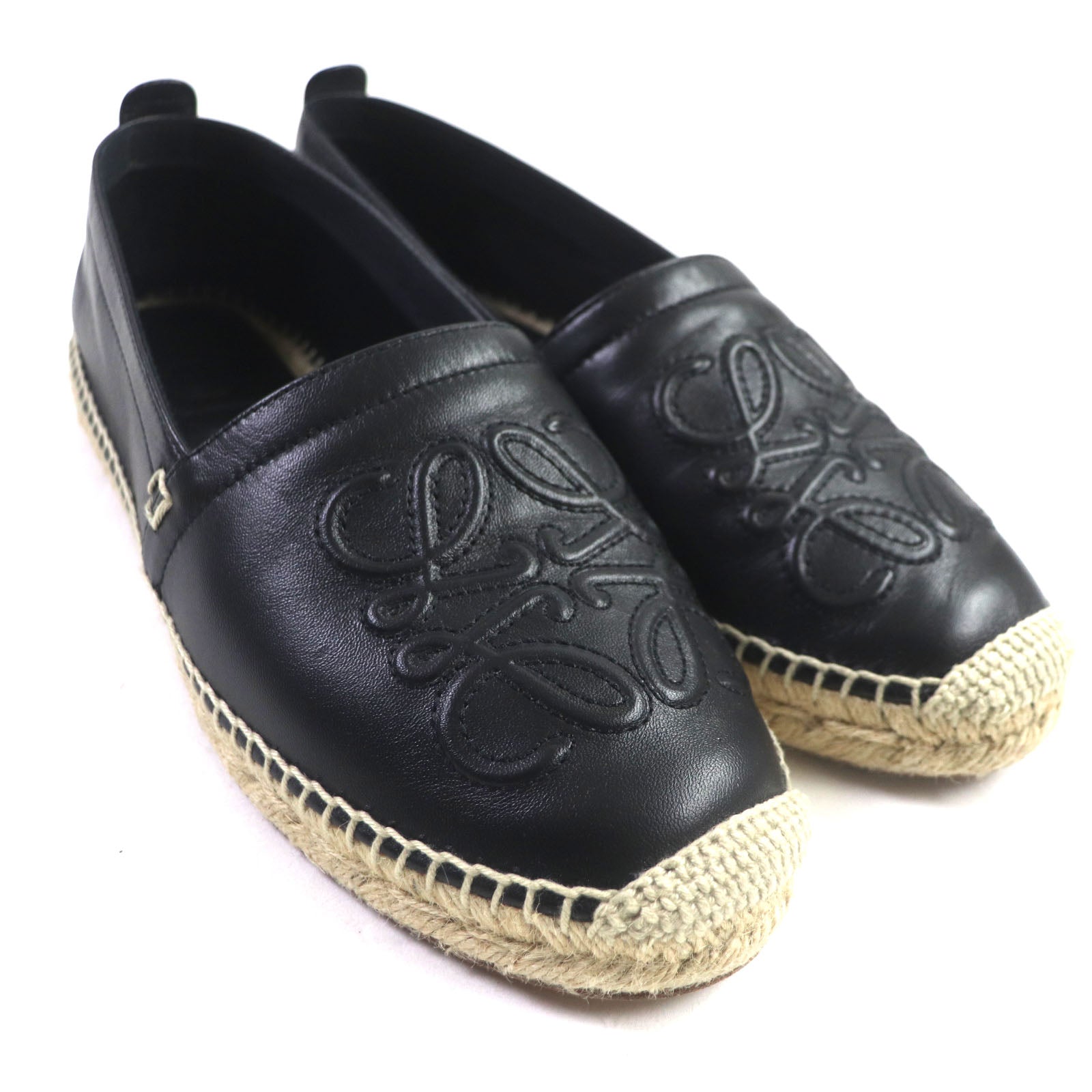 LOEWE Anagram Espadrilles Leather Slip-on Black