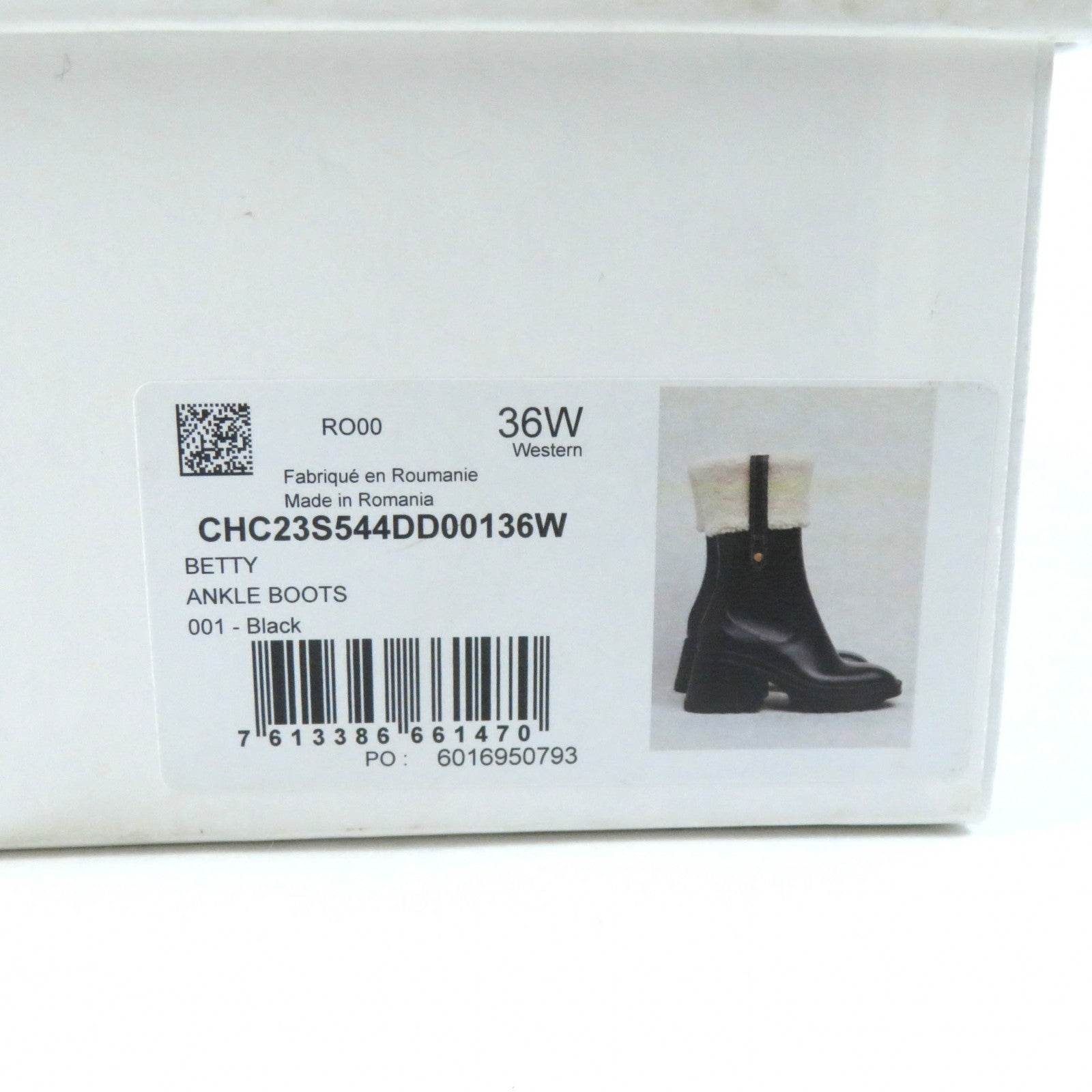 Chloe BETTY Lamb Fur Rubber Rain Boots Black