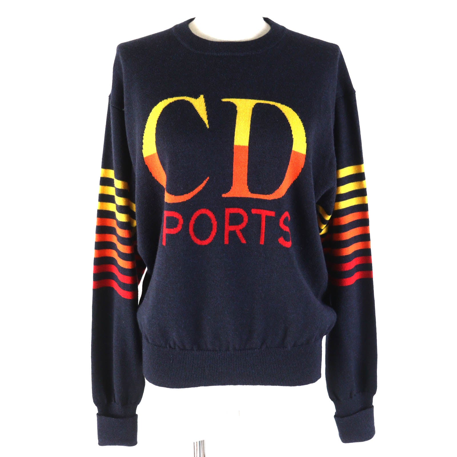 Dior Vintage Wool Logo Crew Neck Knit Sweater M