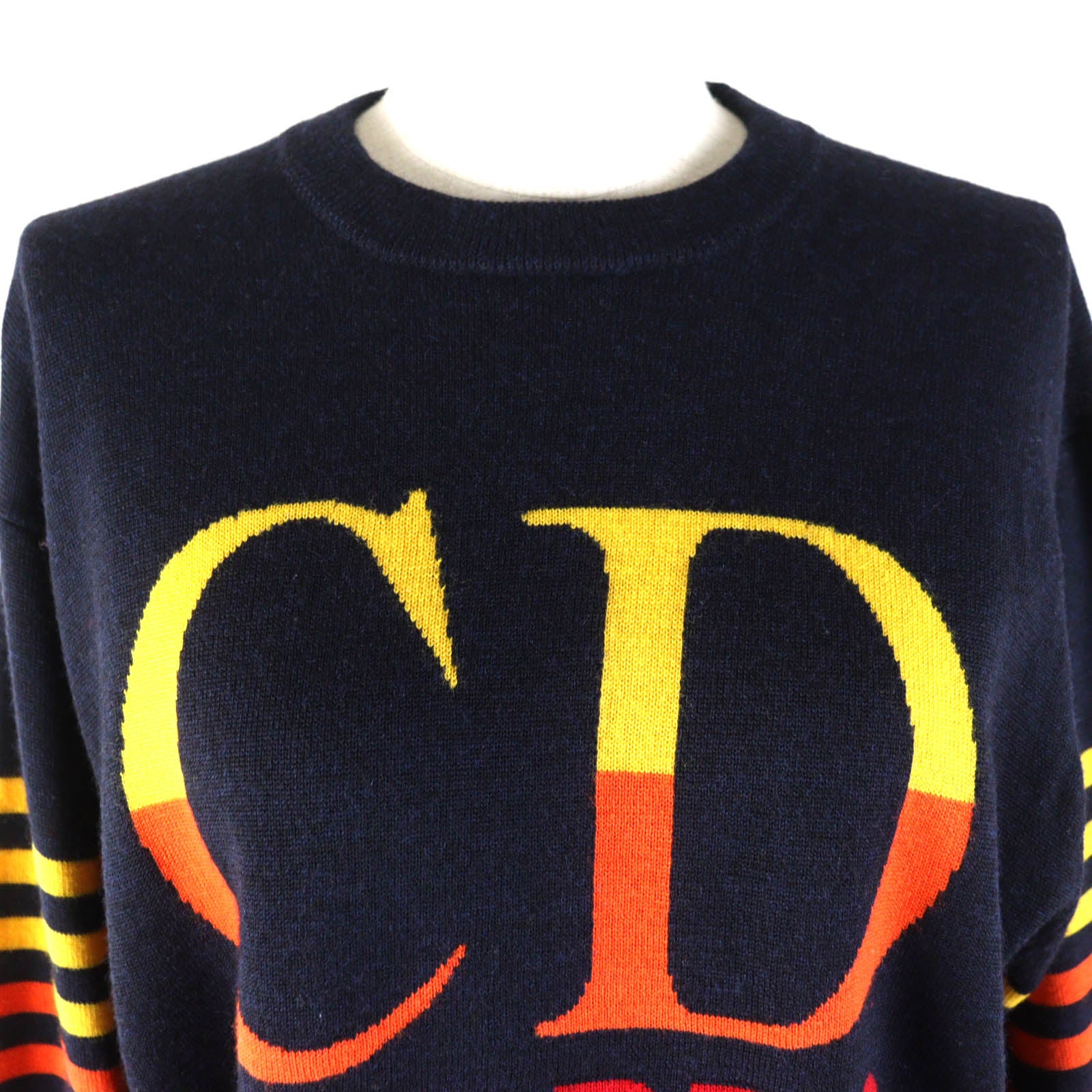 Dior Vintage Wool Logo Crew Neck Knit Sweater M