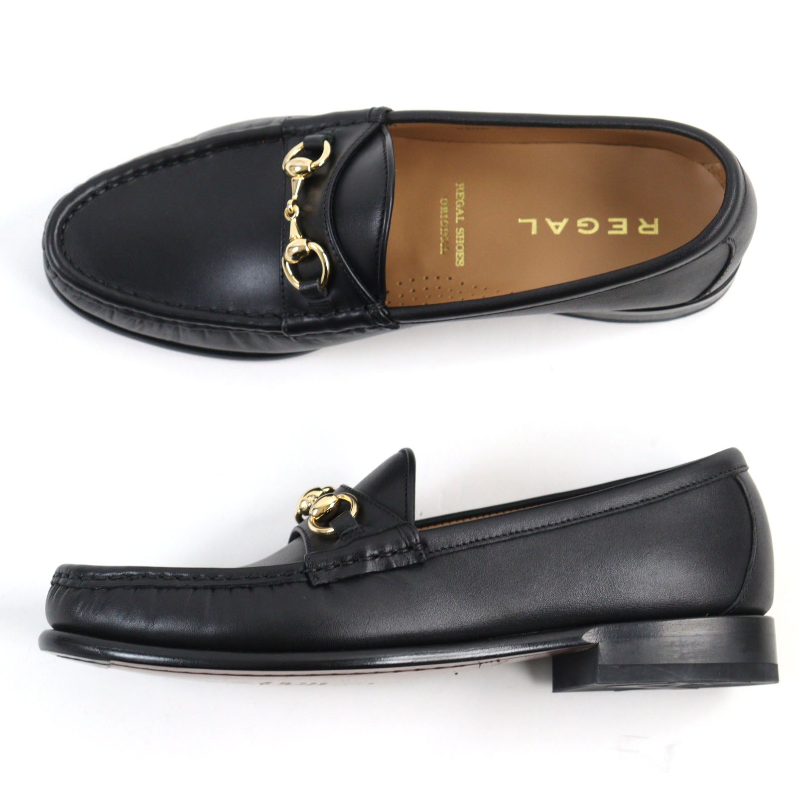 REGAL Leather Loafers Black 25.5 Mens