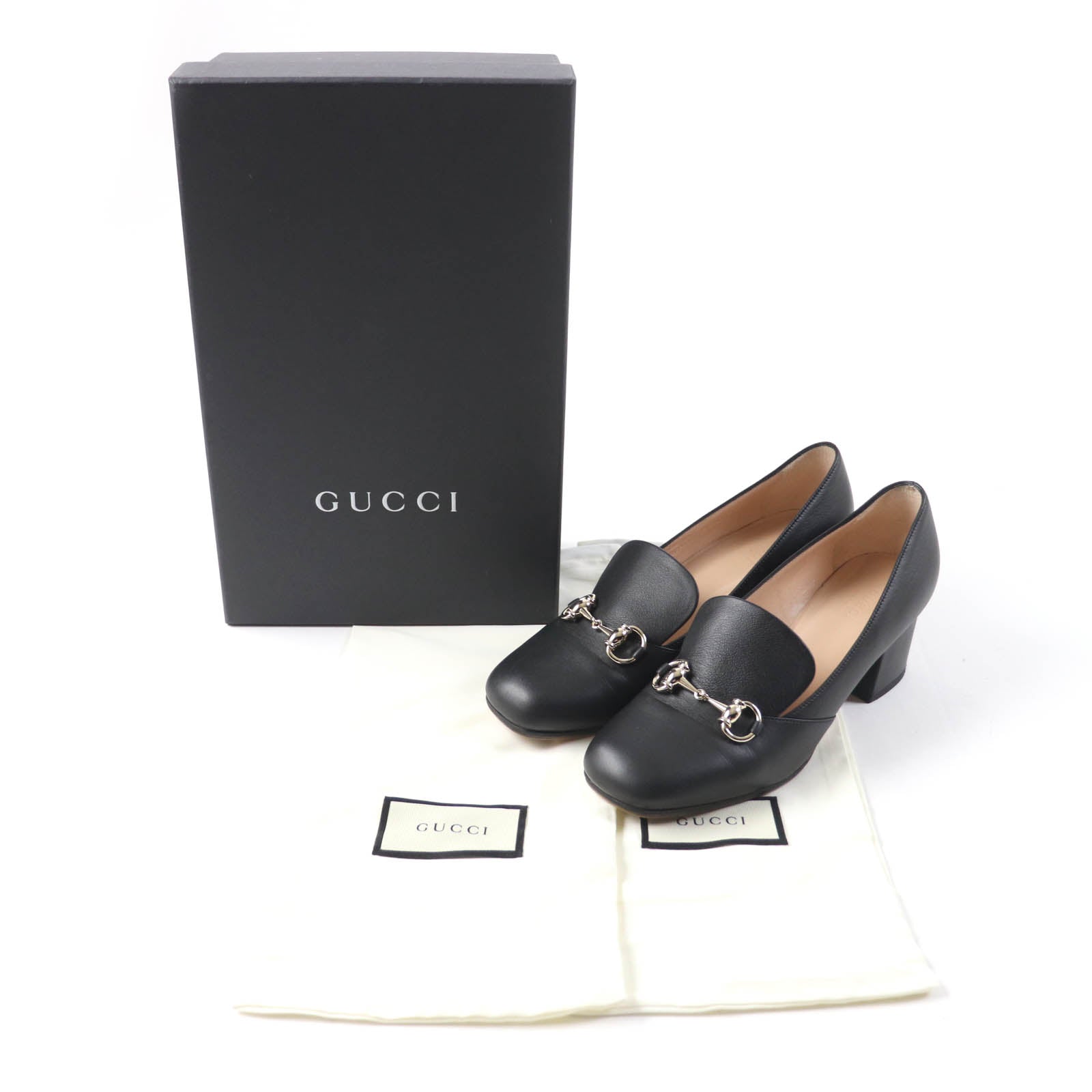 Gucci Horsebit Leather Pumps Black 37.5