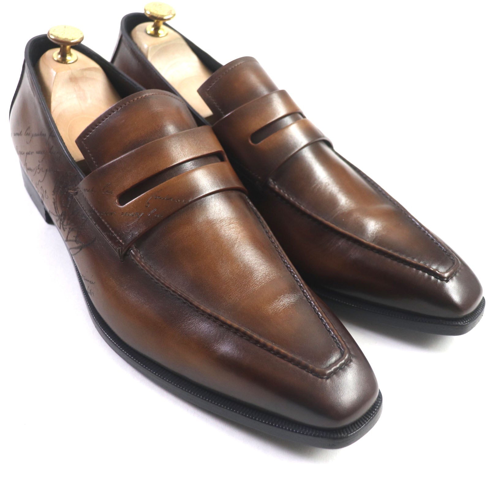 Berluti Calligraphy Leather Loafers Brown 10