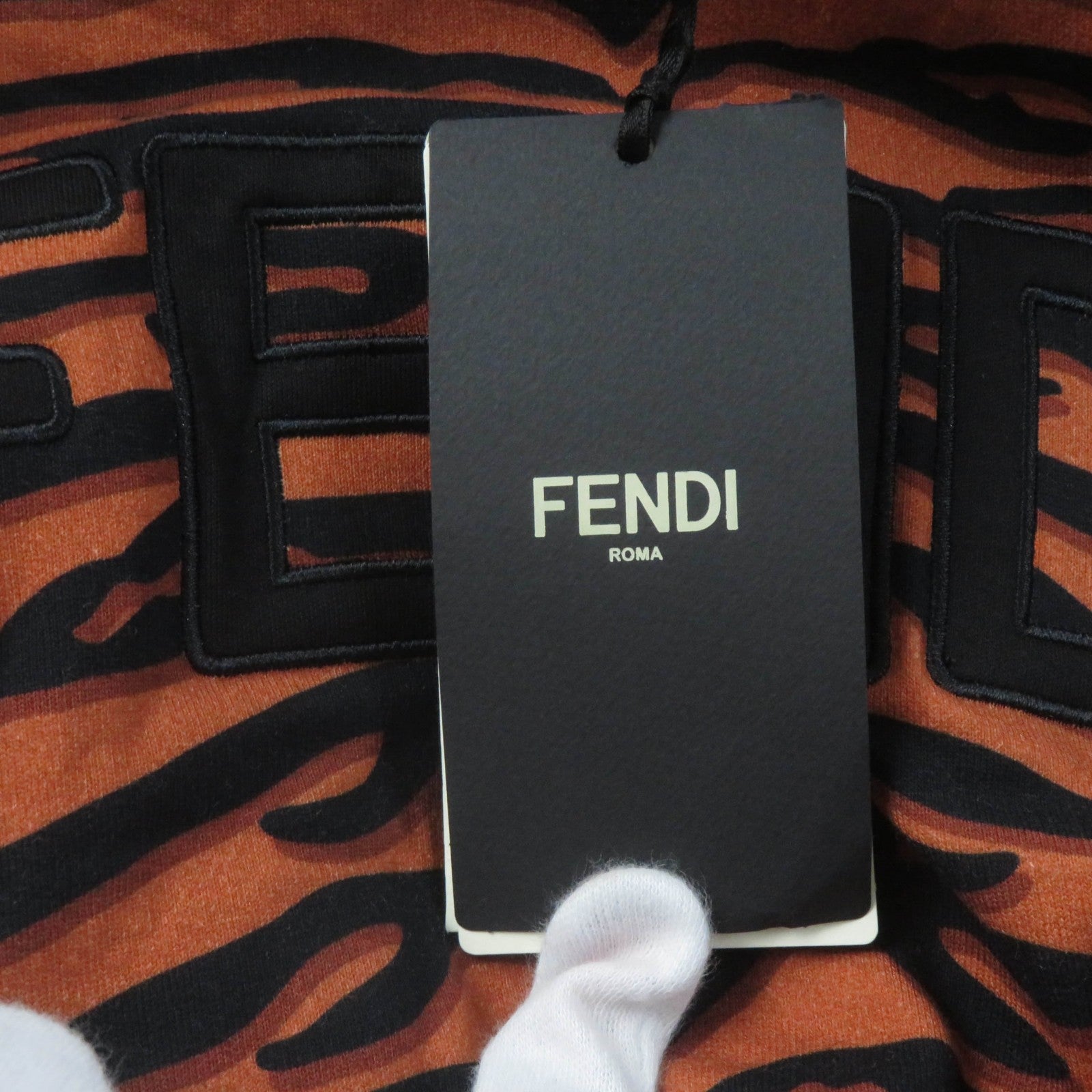 Fendi Cotton Logo Animal Pattern Fleece Parka XS