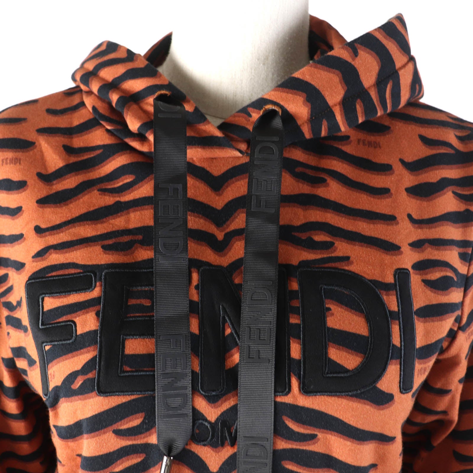 Fendi Cotton Logo Animal Pattern Fleece Parka XS