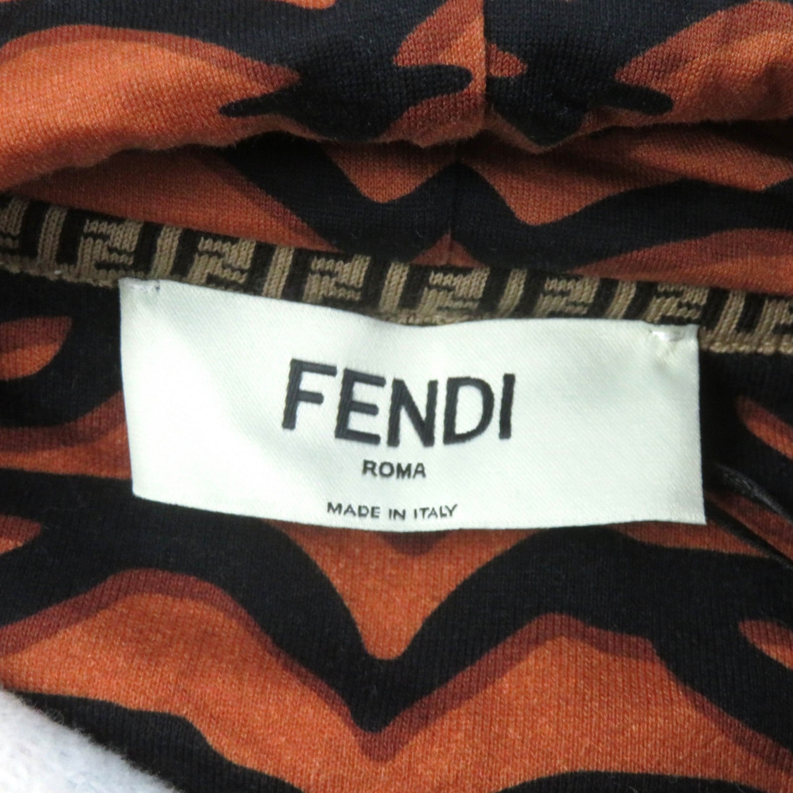 Fendi Cotton Logo Animal Pattern Fleece Parka XS