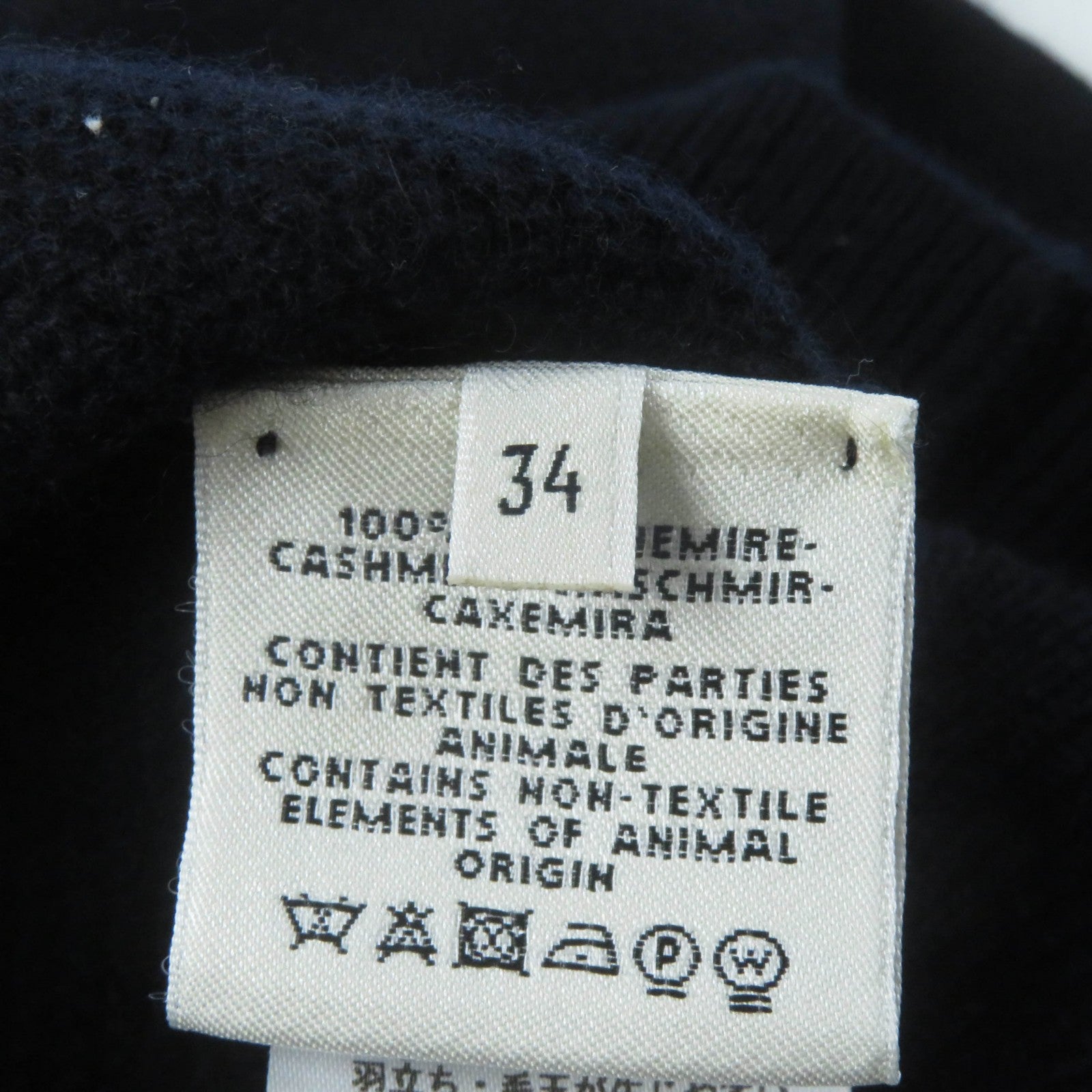 HERMES 100% Cashmere Knit Navy 34 Women