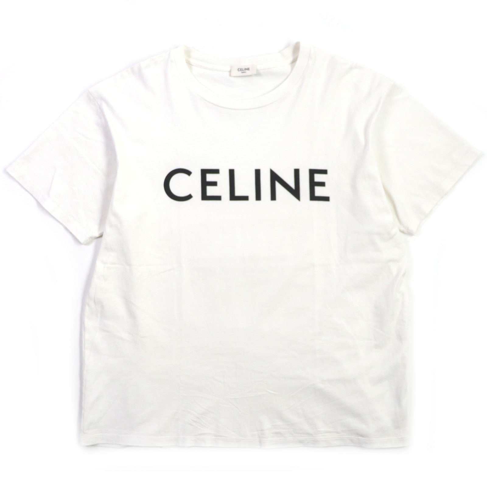 Celine Cotton Logo Print Crew Neck T-shirt S