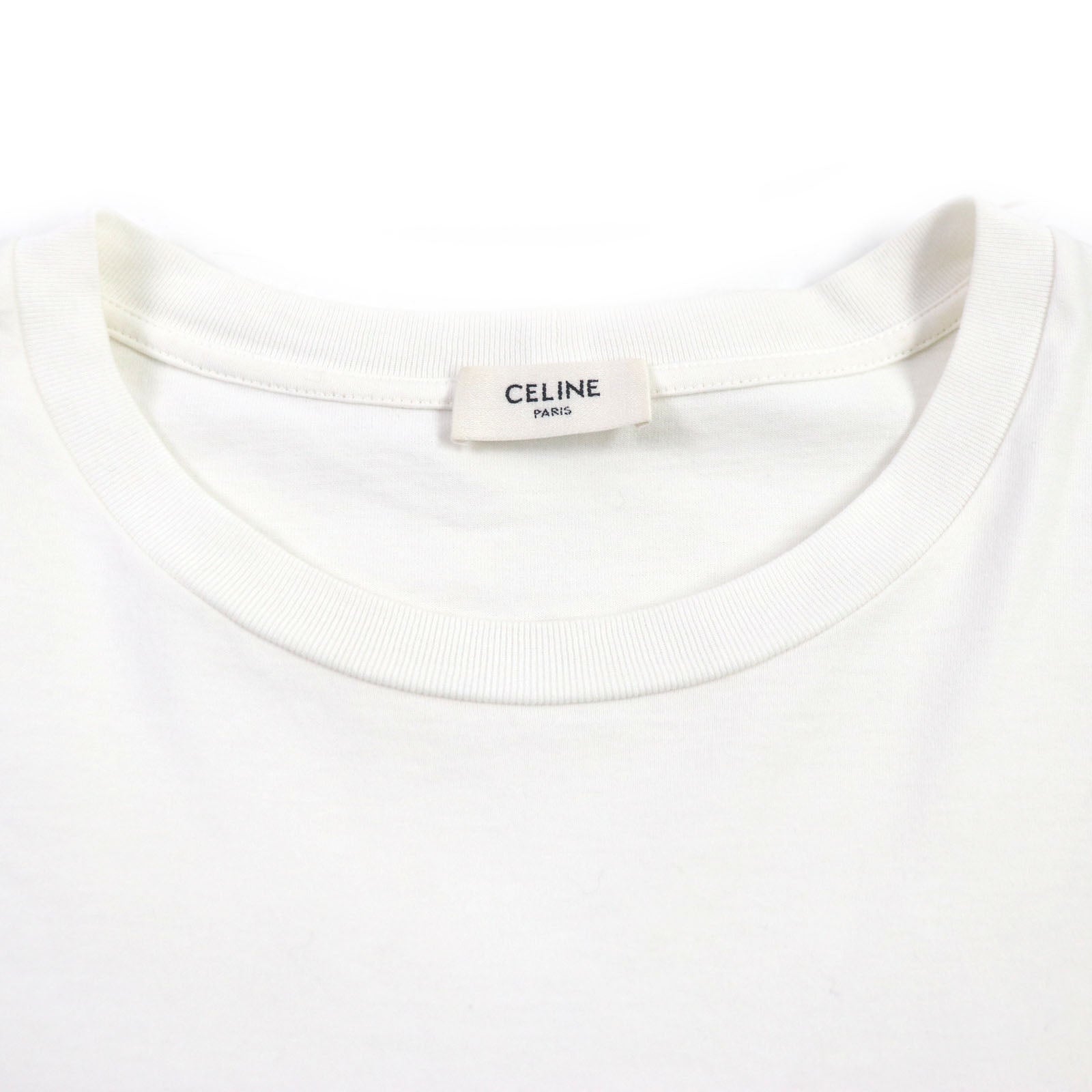 Celine Cotton Logo Print Crew Neck T-shirt S