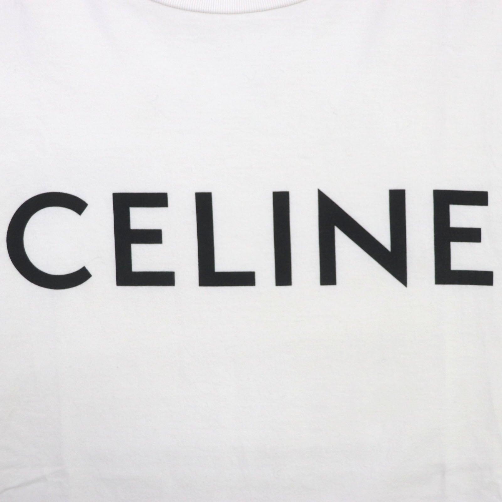 Celine Cotton Logo Print Crew Neck T-shirt S