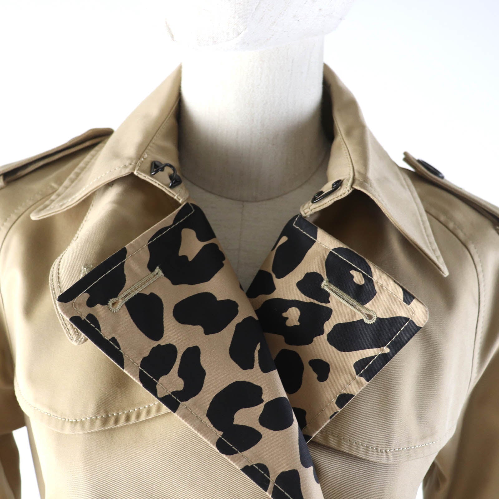 COACH Leopard Belt Trench Coat Beige XXS Women