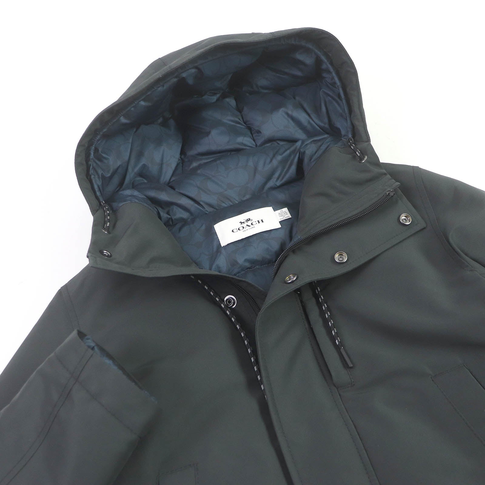 COACH Hooded Down Coat Black XS