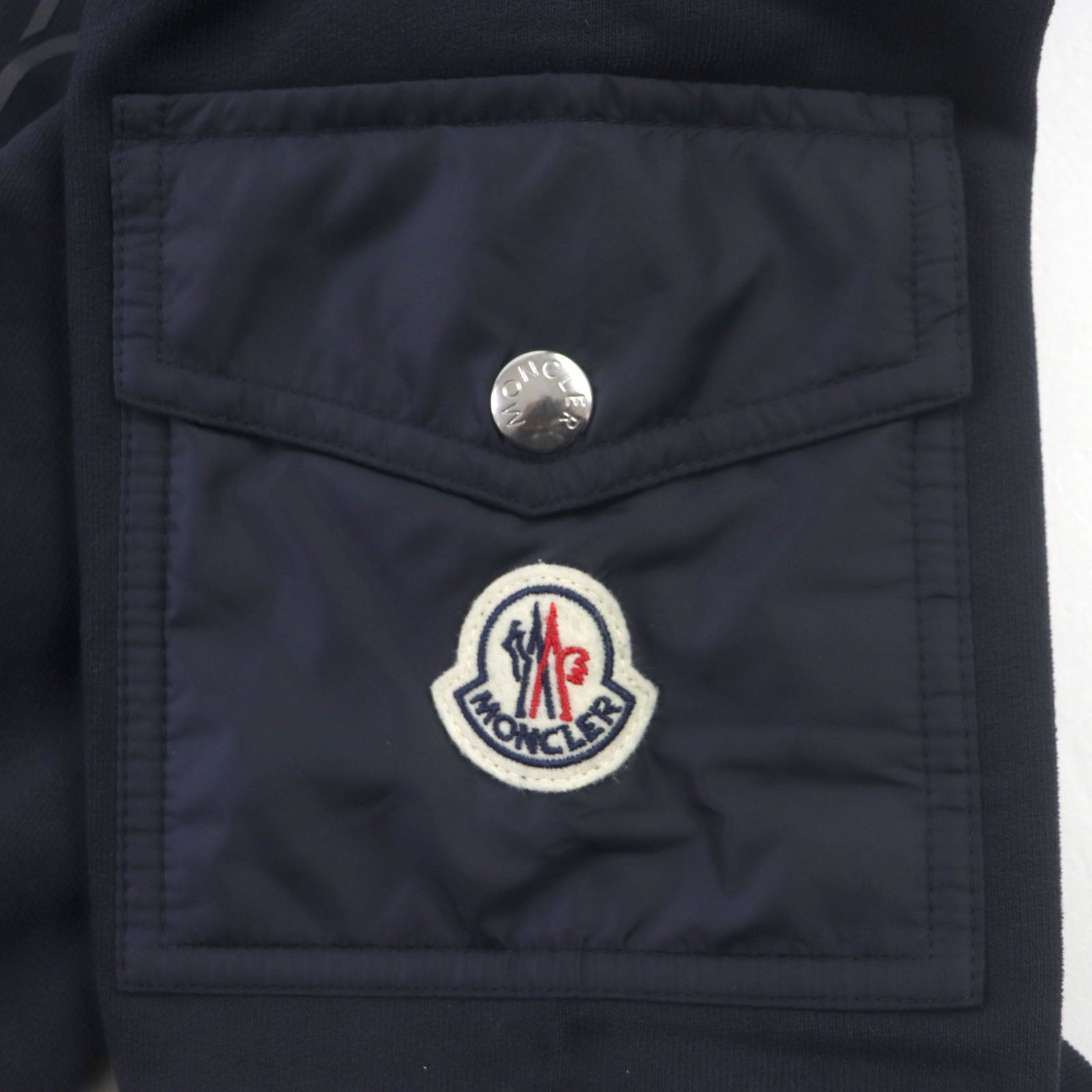 Moncler FELPA Cotton Nylon Logo Sweatshirt Navy S