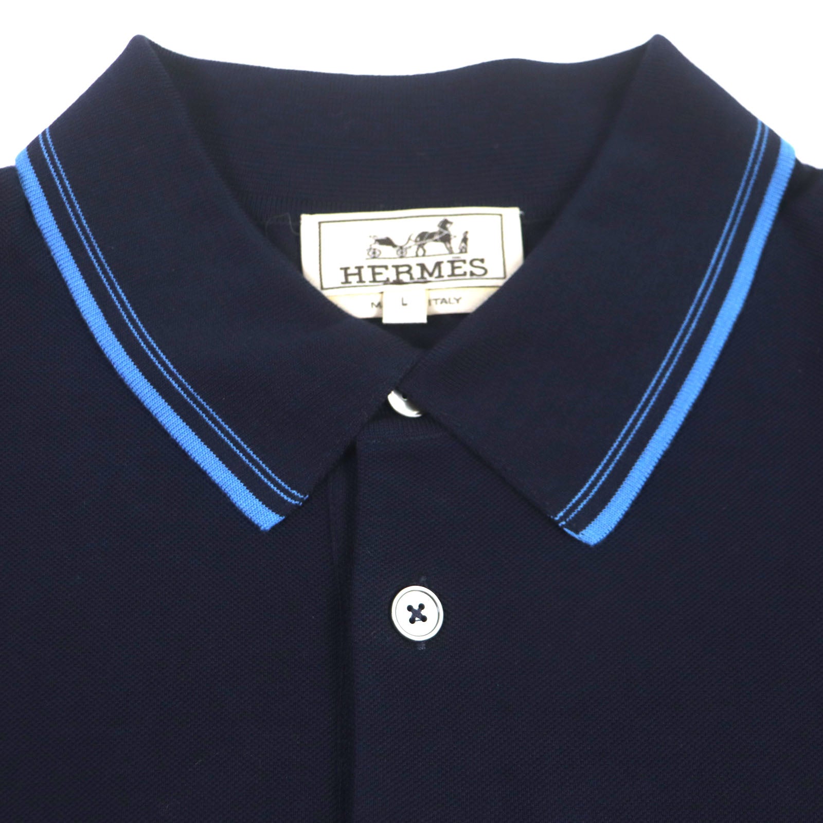 HERMES Cotton Embroidered H Logo Polo Shirt