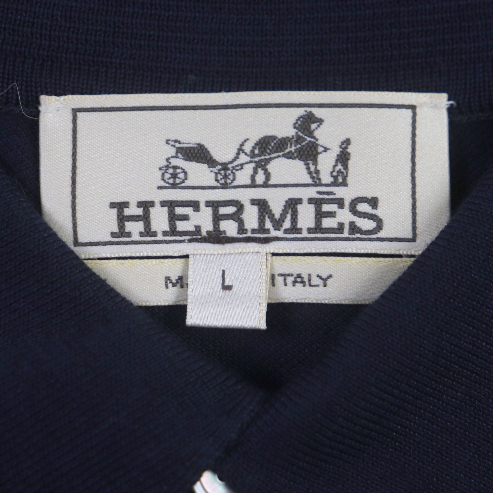 HERMES Cotton Embroidered H Logo Polo Shirt