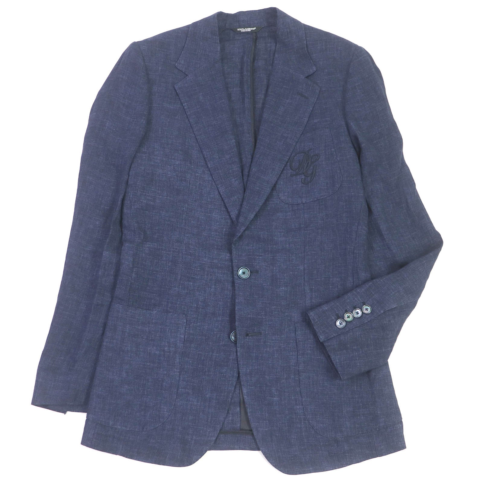 Dolce & Gabbana Linen Silk Tailored Jacket Navy