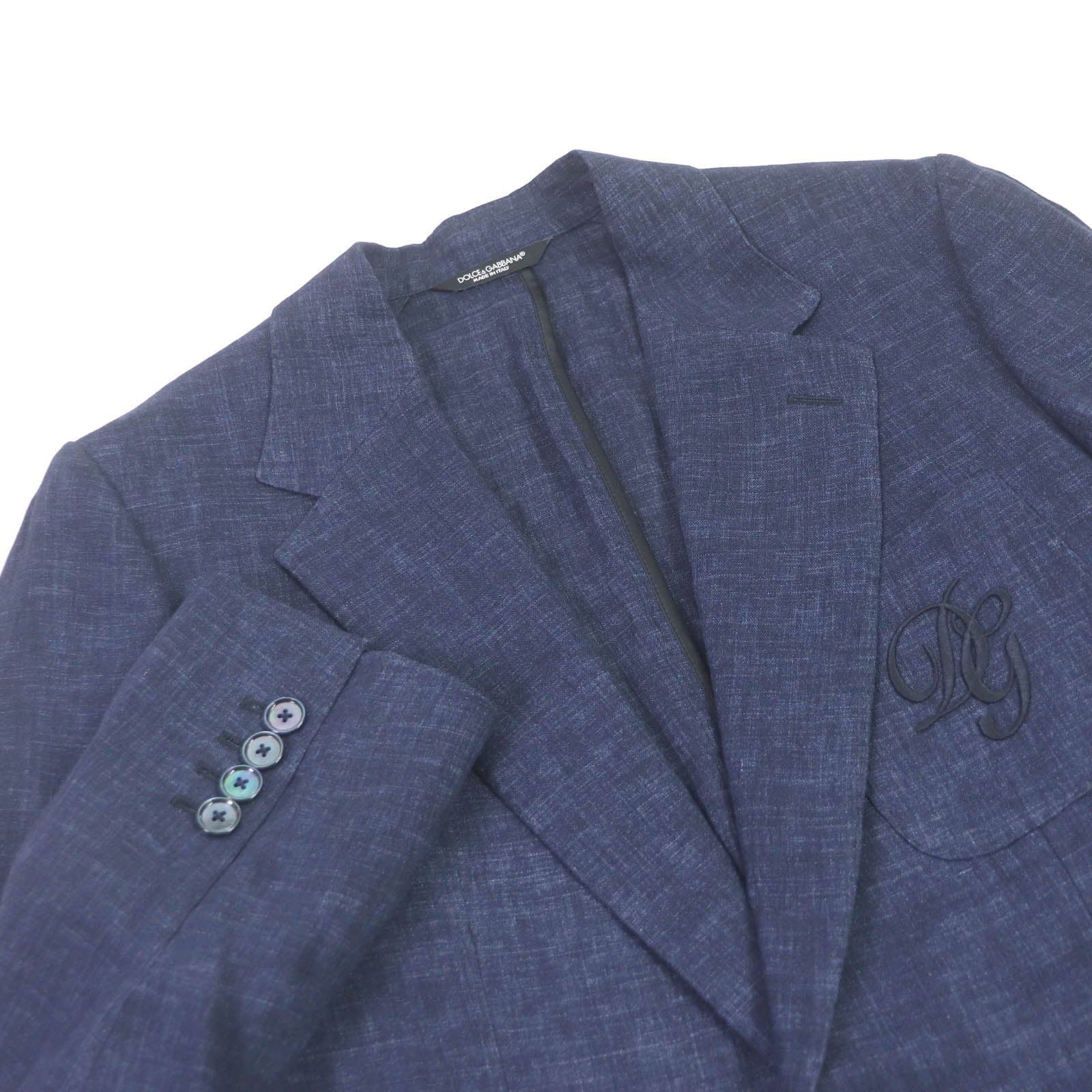 Dolce & Gabbana Linen Silk Tailored Jacket Navy