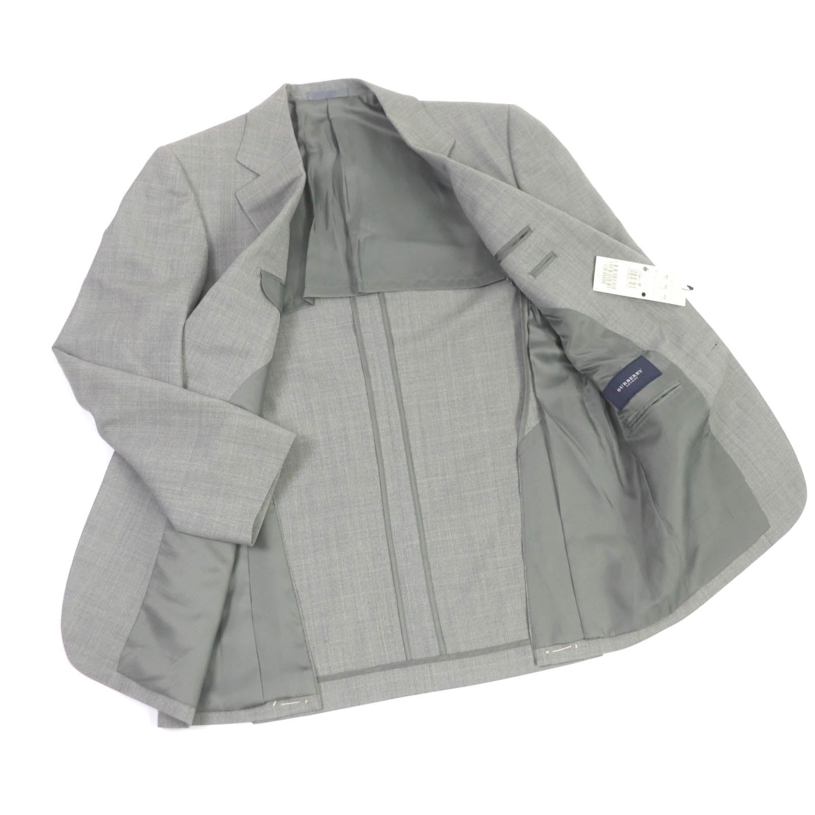 Burberry Wool Polyester Check Suit Gray