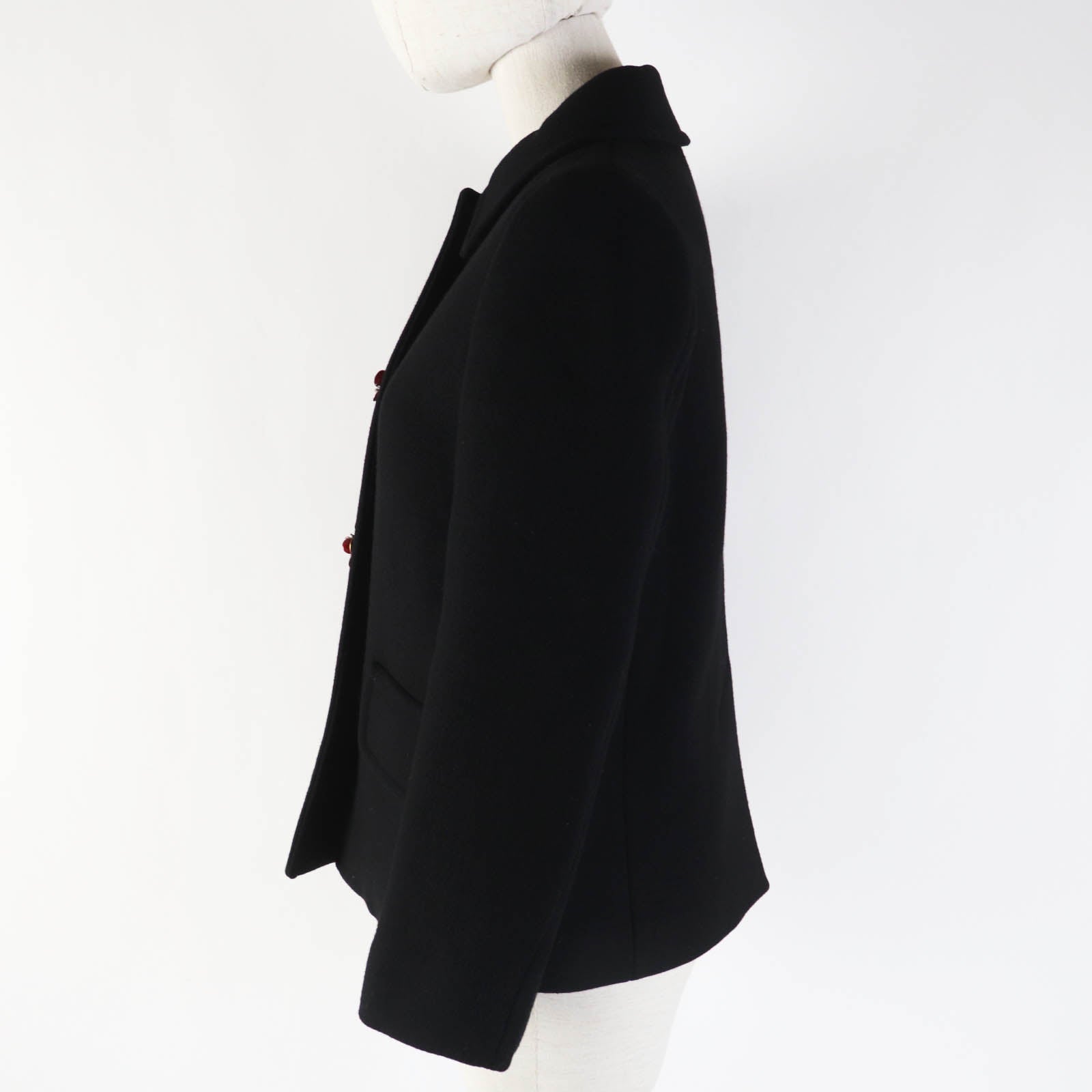 MIUMIU Virgin Wool Short Coat with Jewel Buttons