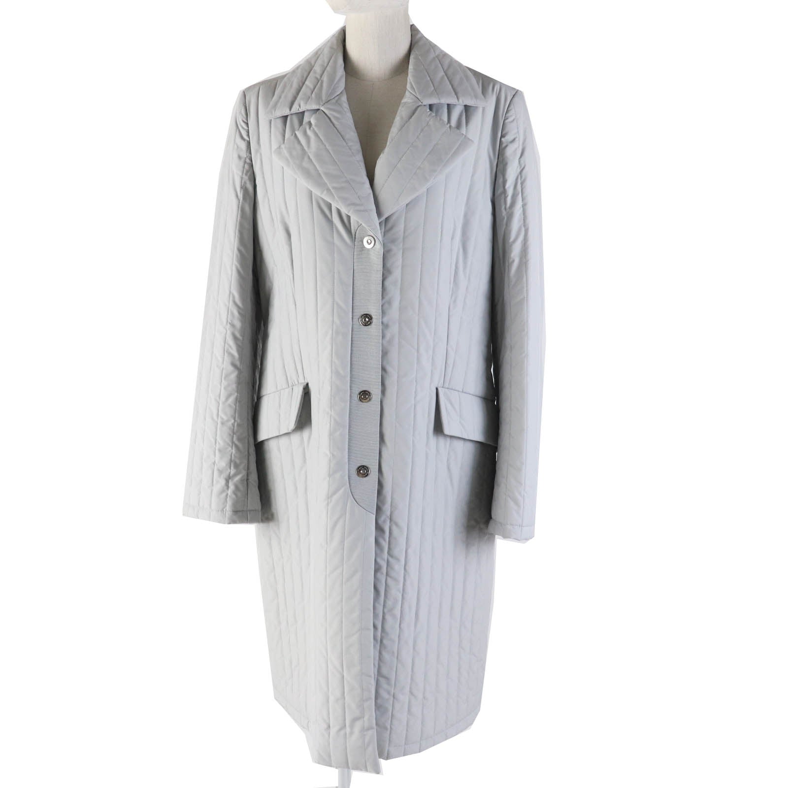 Salvatore Ferragamo Quilted Coat Light Gray 44 Women