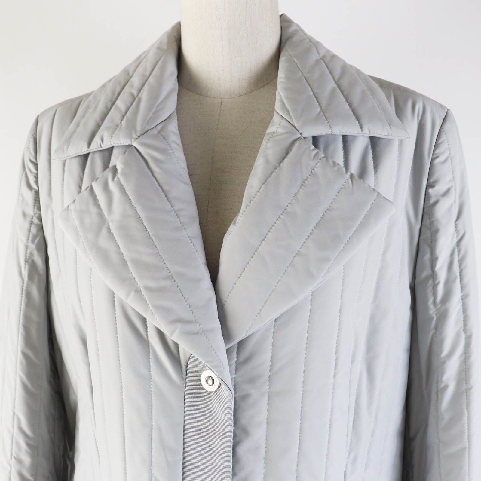 Salvatore Ferragamo Quilted Coat Light Gray 44 Women