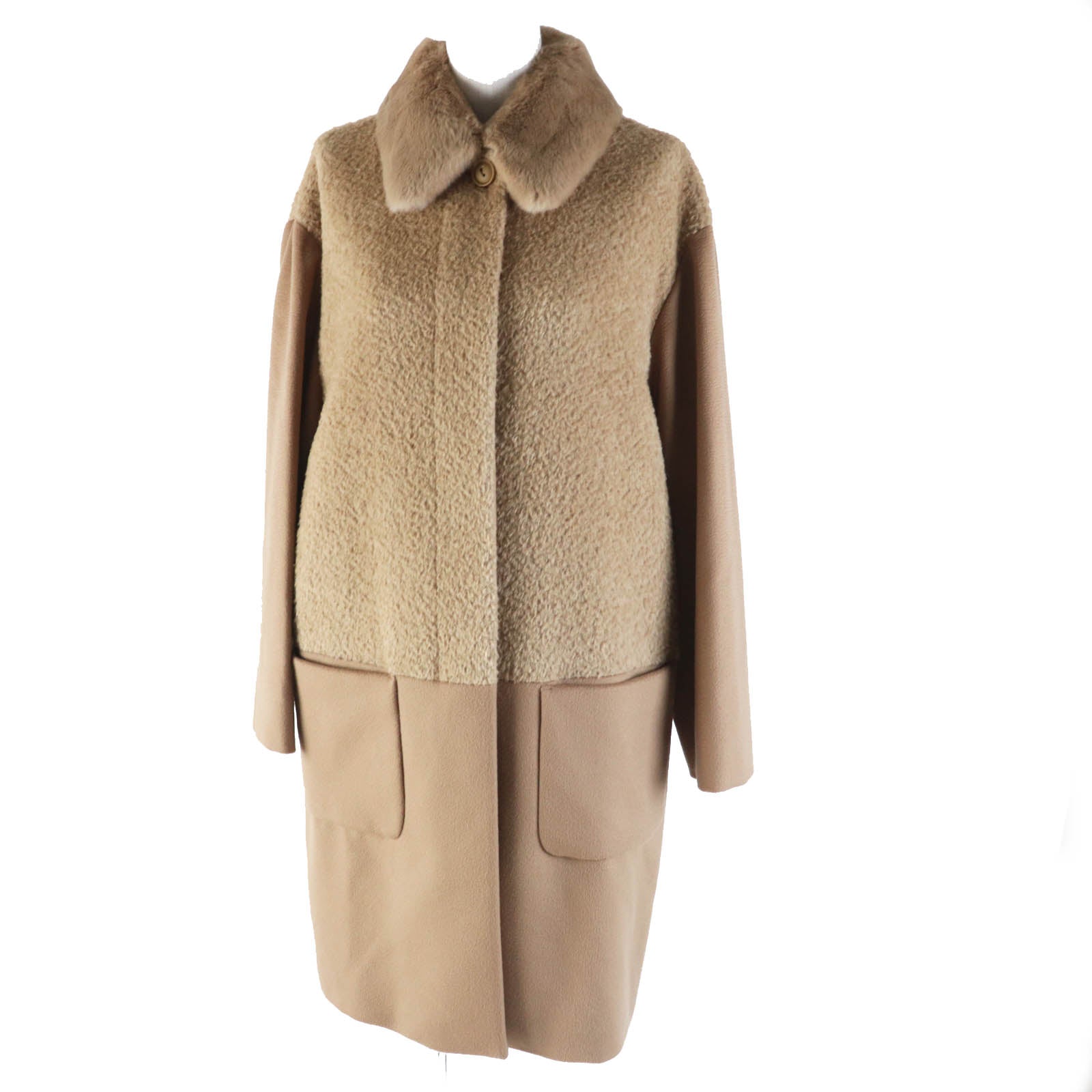 Max Mara Alpaca Wool Rabbit Fur Collar Coat Women