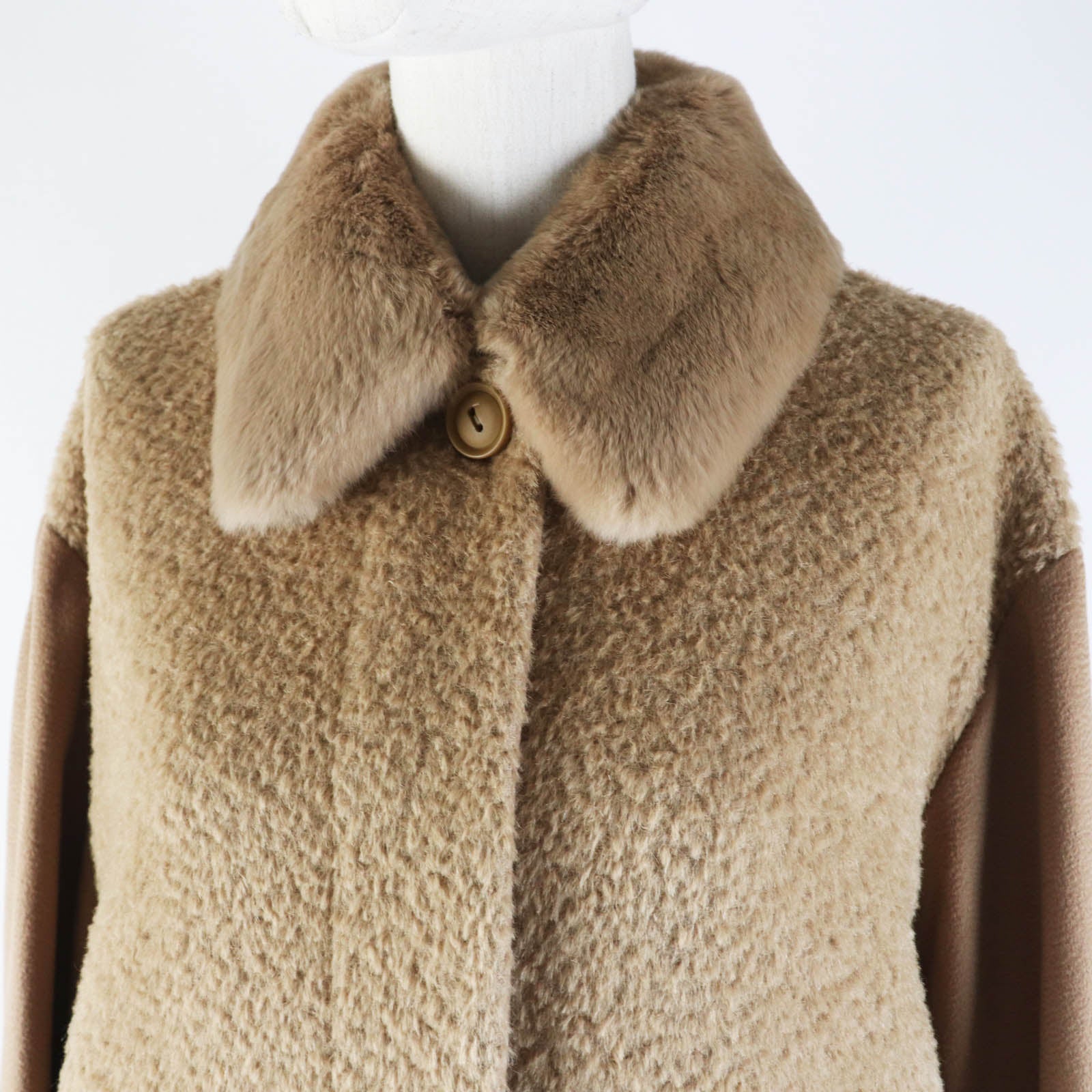 Max Mara Alpaca Wool Rabbit Fur Collar Coat Women