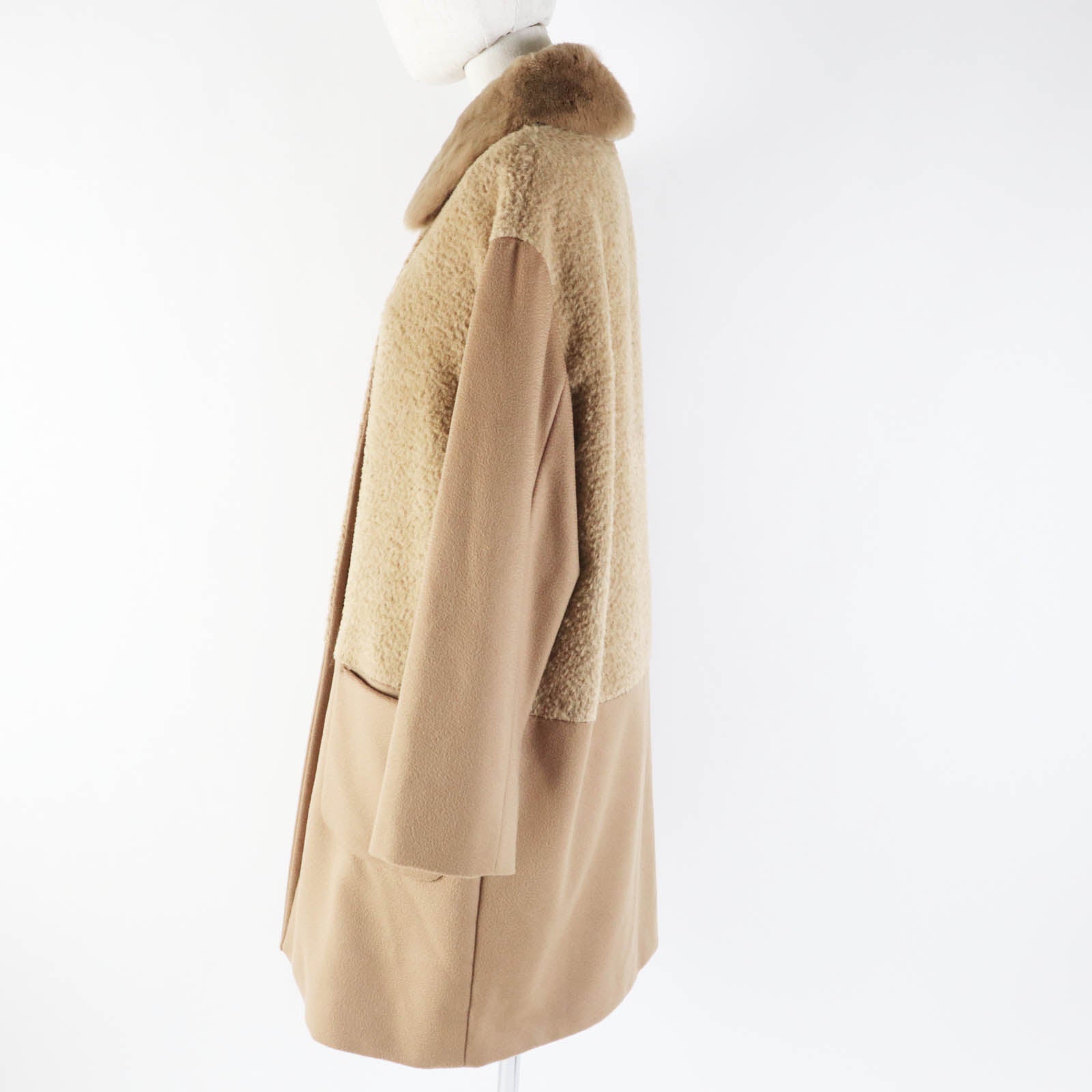 Max Mara Alpaca Wool Rabbit Fur Collar Coat Women