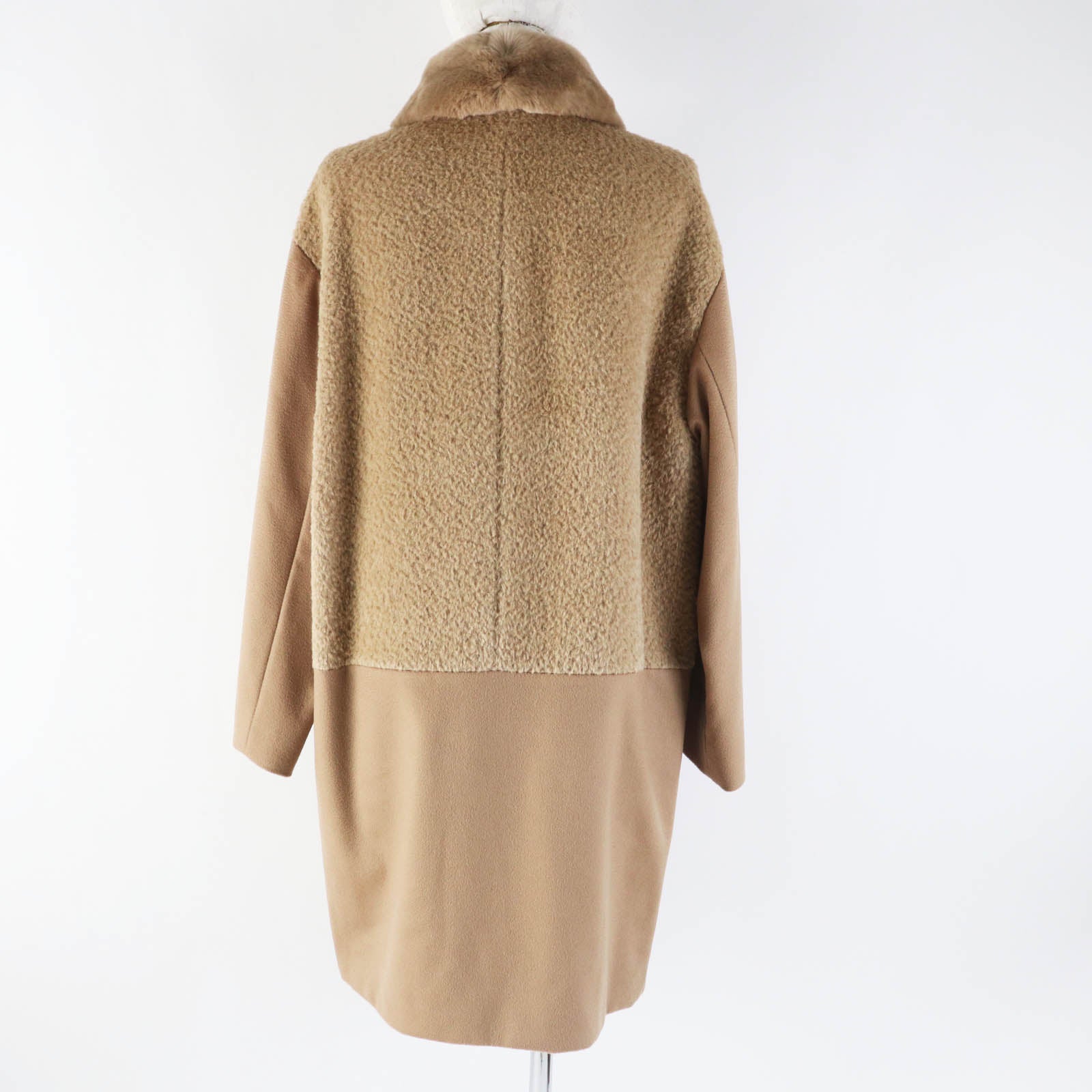 Max Mara Alpaca Wool Rabbit Fur Collar Coat Women