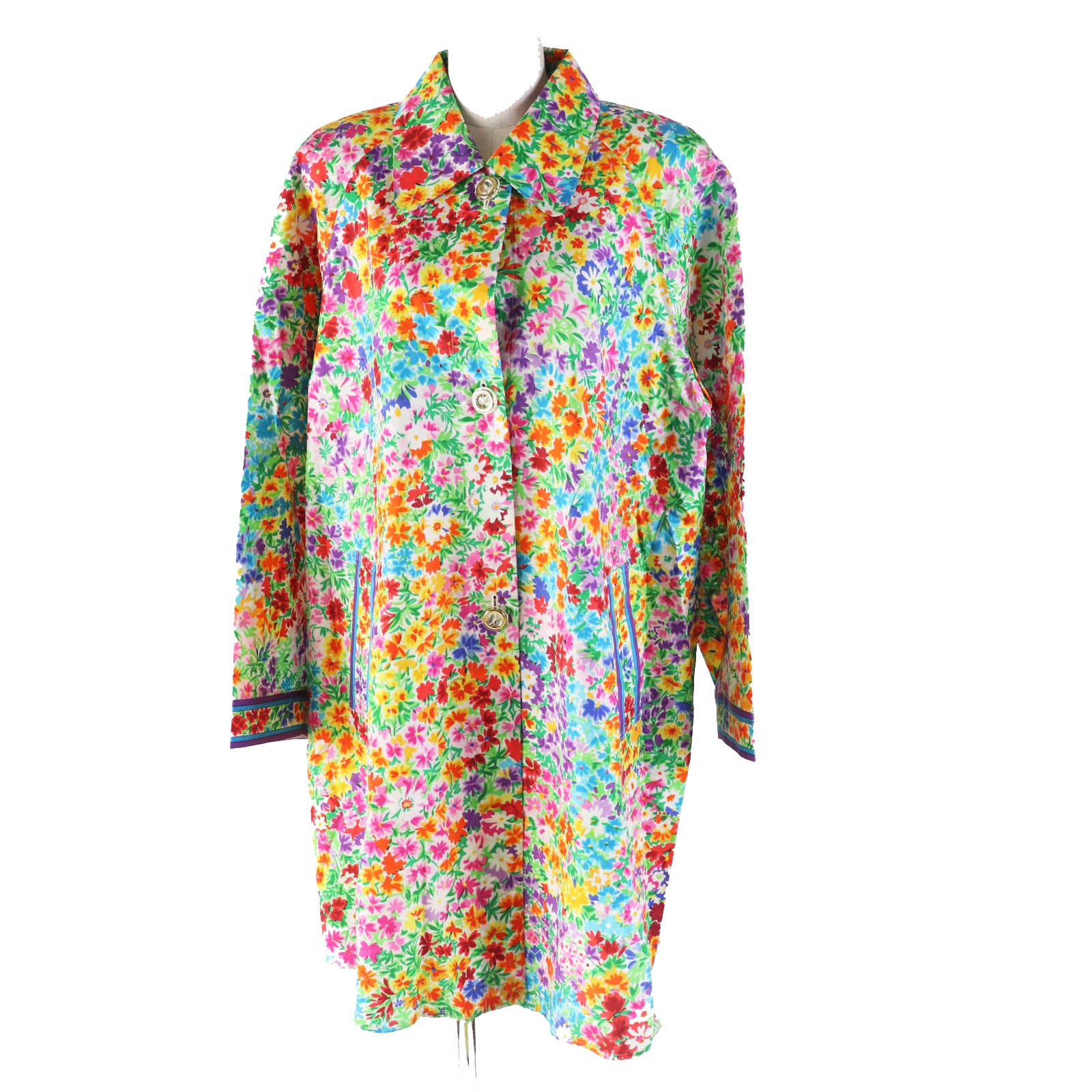 LEONARD Silk Floral Print Coat Women