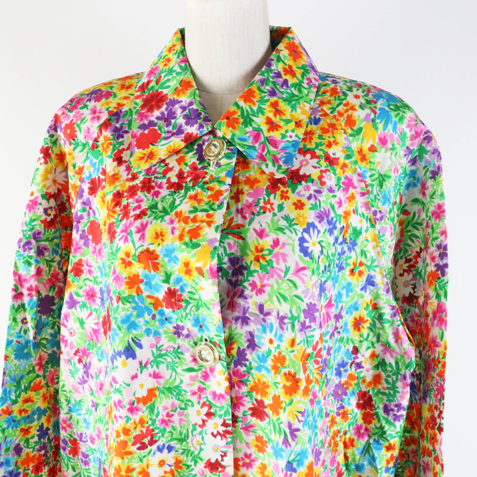 LEONARD Silk Floral Print Coat Women