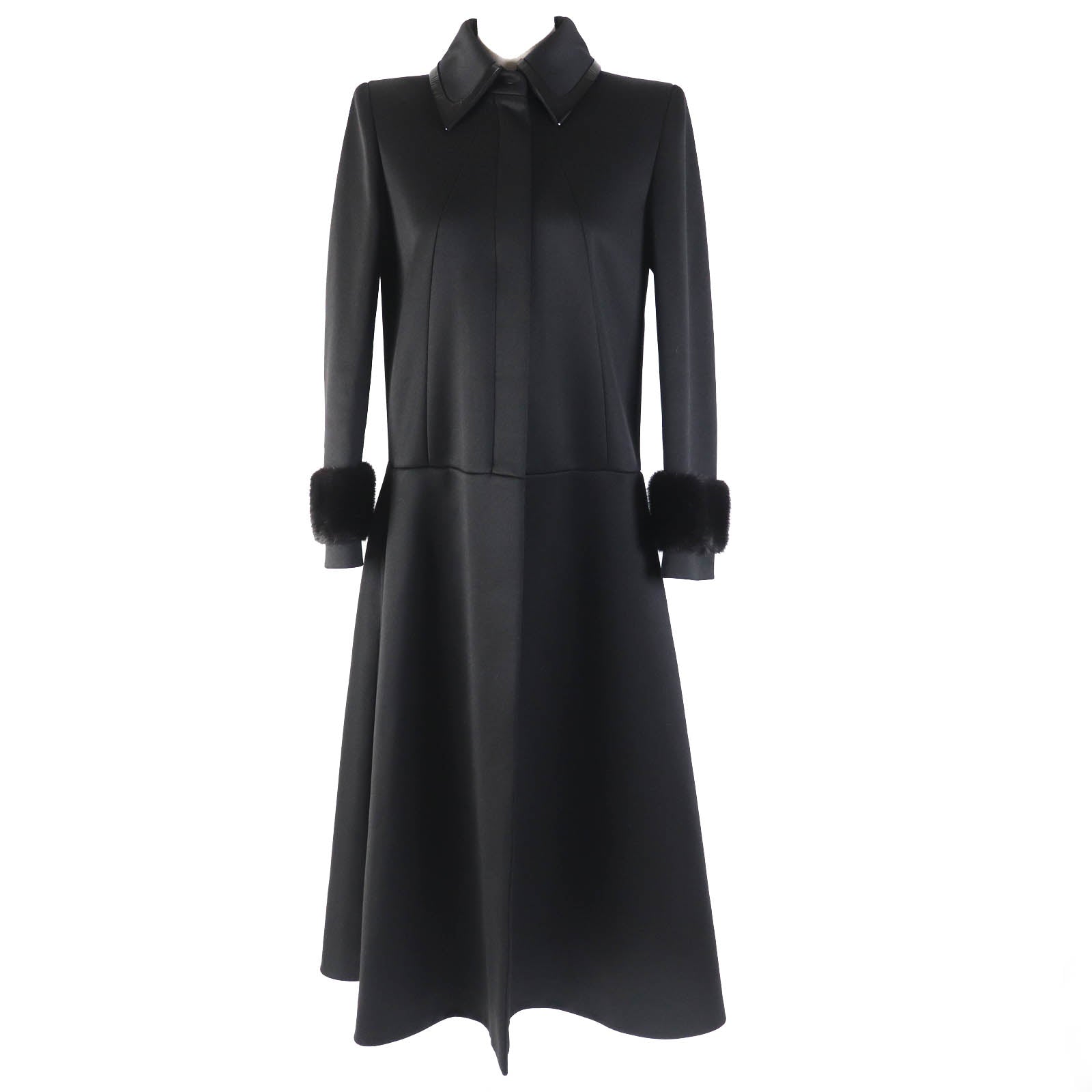 Fendi FF8679 Mink Cuff Coat Black 38 Women