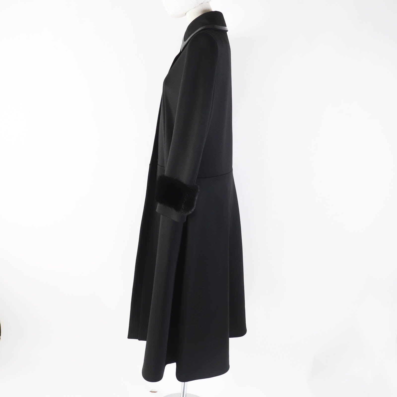 Fendi FF8679 Mink Cuff Coat Black 38 Women