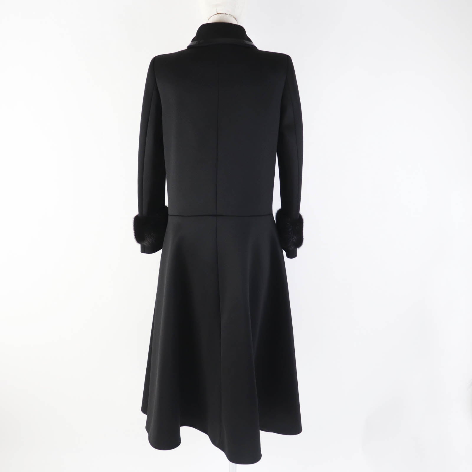 Fendi FF8679 Mink Cuff Coat Black 38 Women