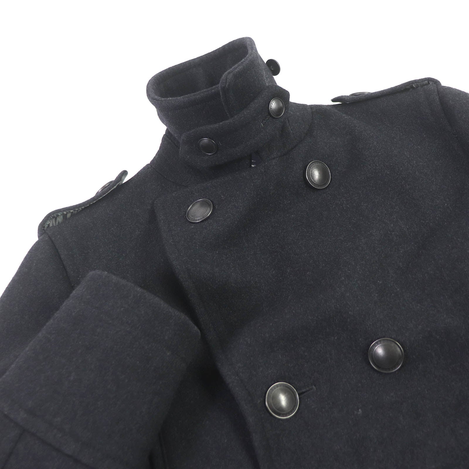 Burberry Wool Double-Breasted Chester Coat Dark Gray L