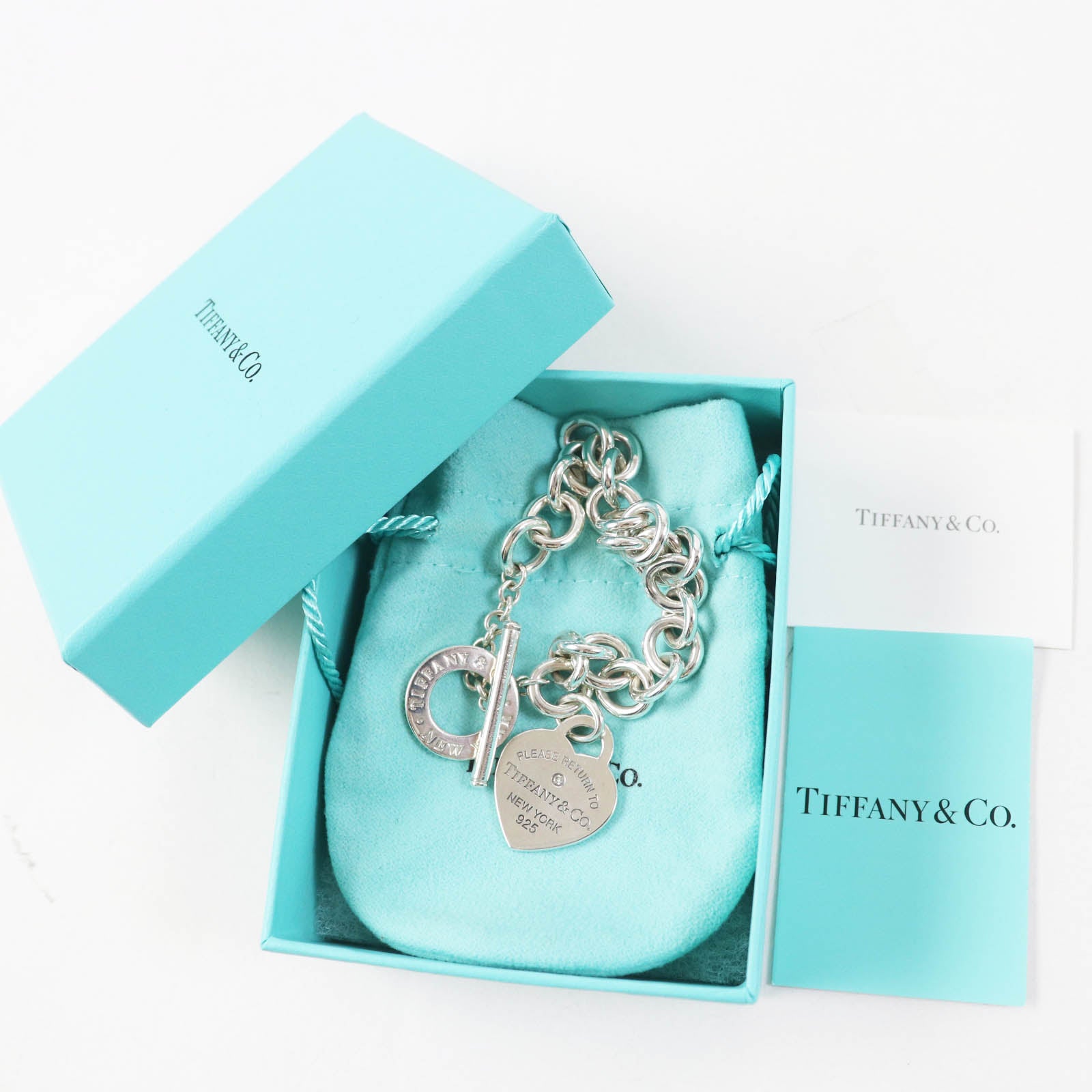 Tiffany & Co AG925 Diamond Heart Tag Bracelet