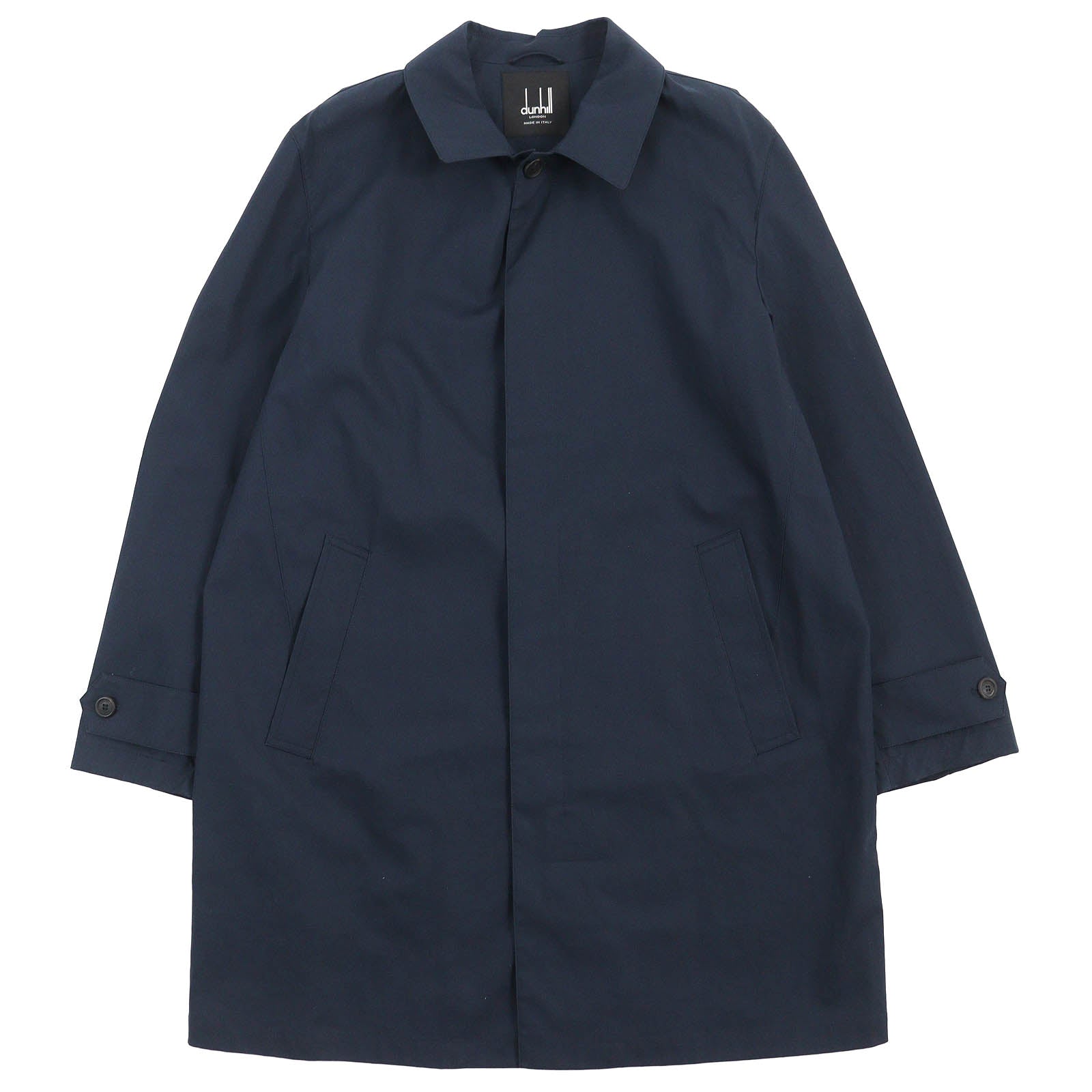 Dunhill Cotton Logo Button Trench Coat Navy