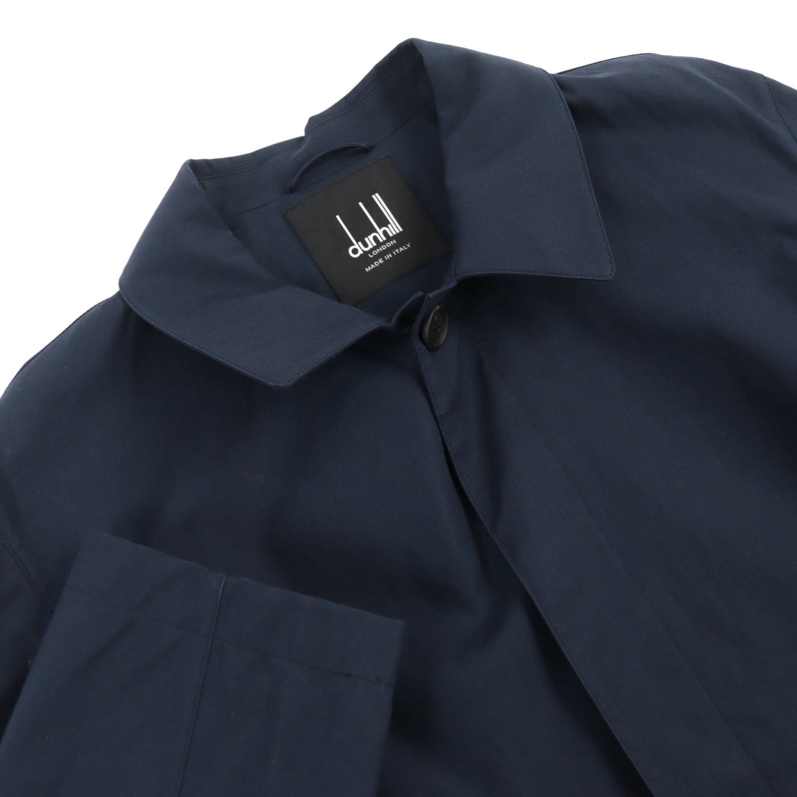 Dunhill Cotton Logo Button Trench Coat Navy