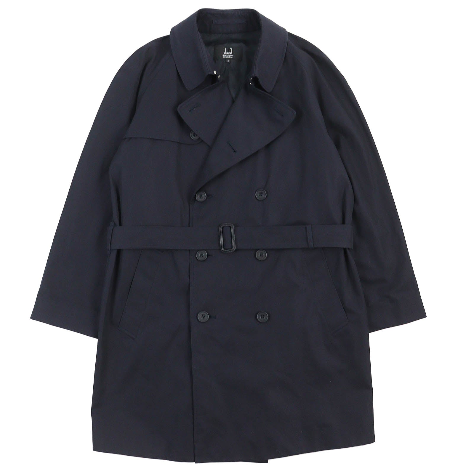 Dunhill Cotton Rayon Belted Trench Coat Navy S