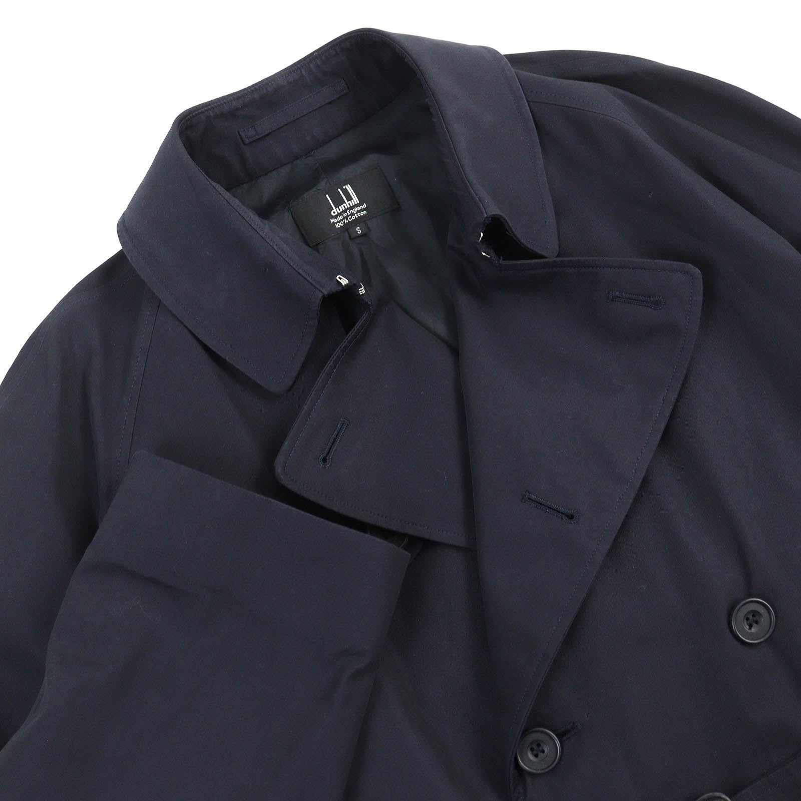 Dunhill Cotton Rayon Belted Trench Coat Navy S