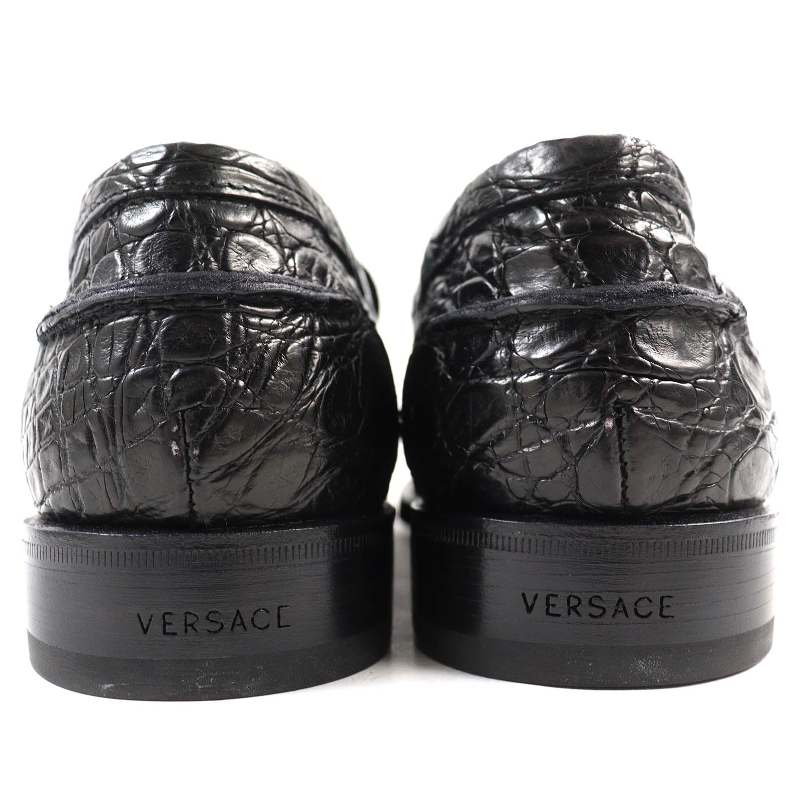 Versace Crocodile Loafers Black 40 Mens