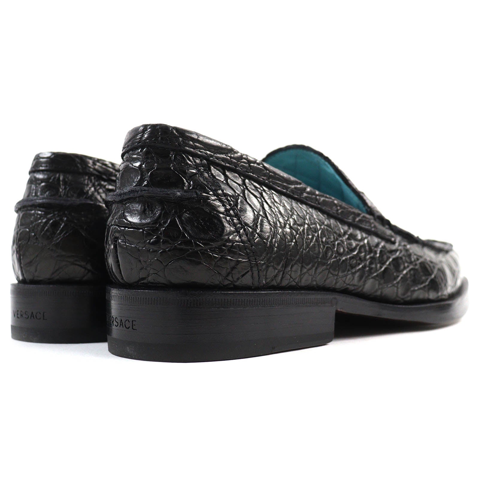 Versace Crocodile Loafers Black 40 Mens